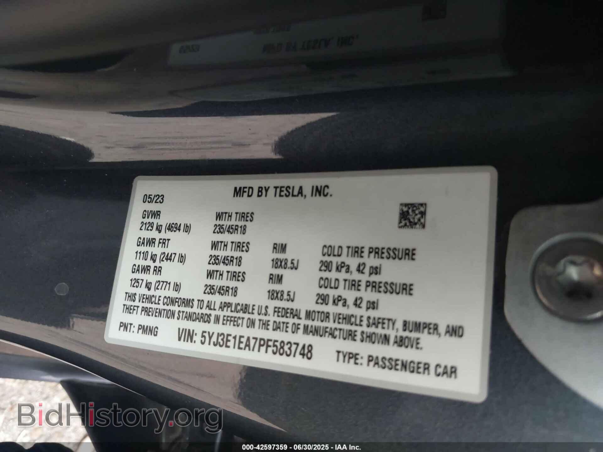 2023 TESLA MODEL 3 - VIN: 5YJ3E1EA7PF583748 - Фото 9