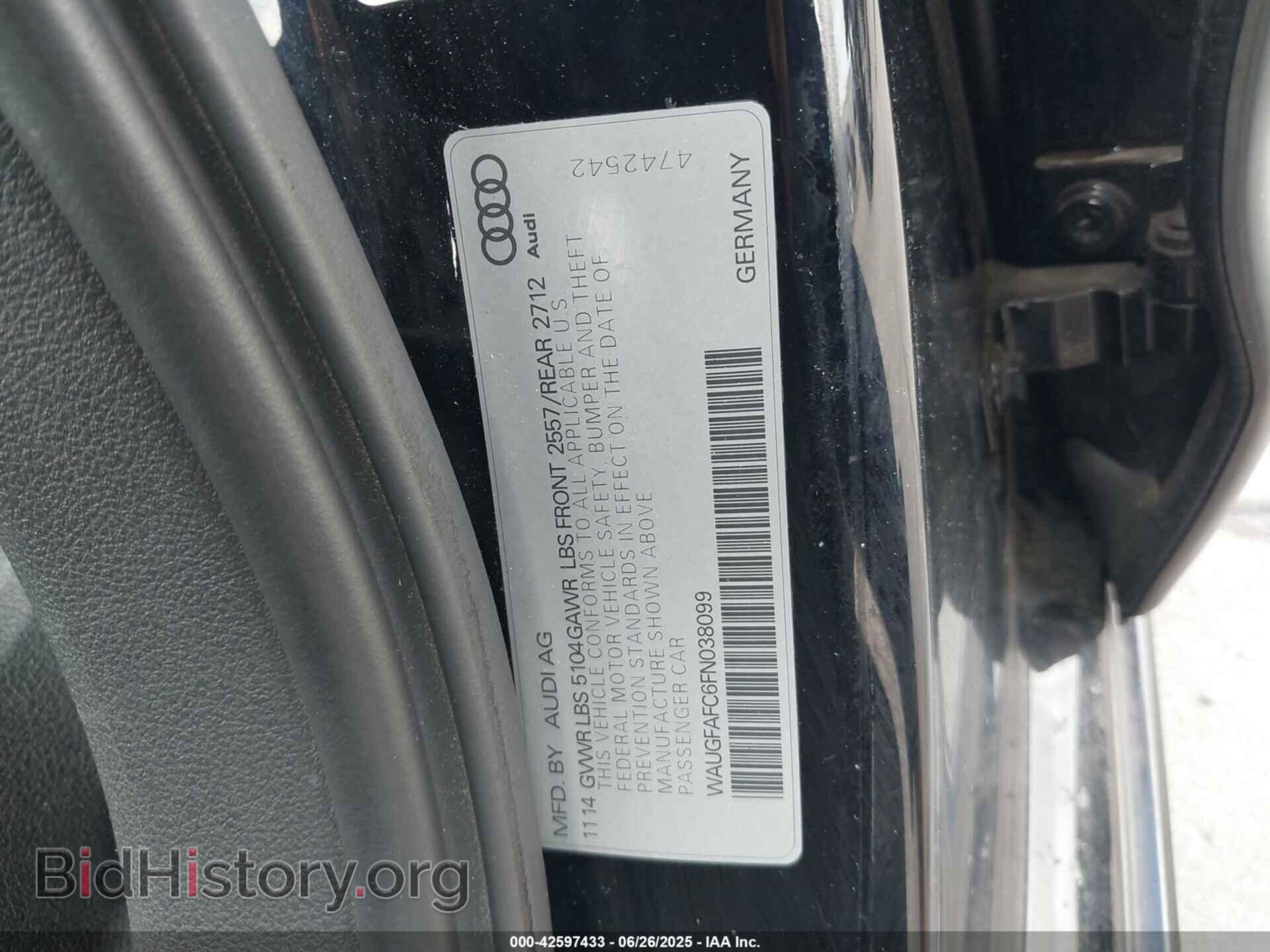 2015 AUDI A6 - VIN: WAUGFAFC6FN038099 - Photo 9