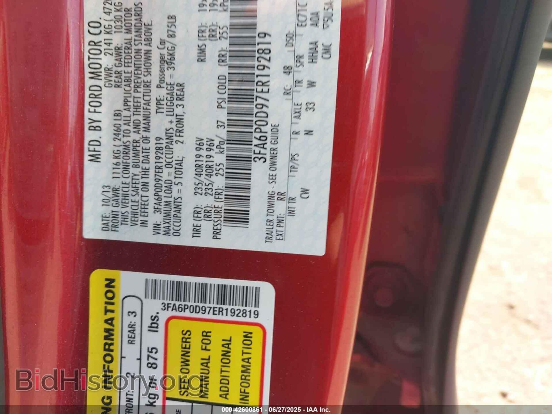 2014 FORD FUSION - VIN: 3FA6P0D97ER192819 - Фото 9