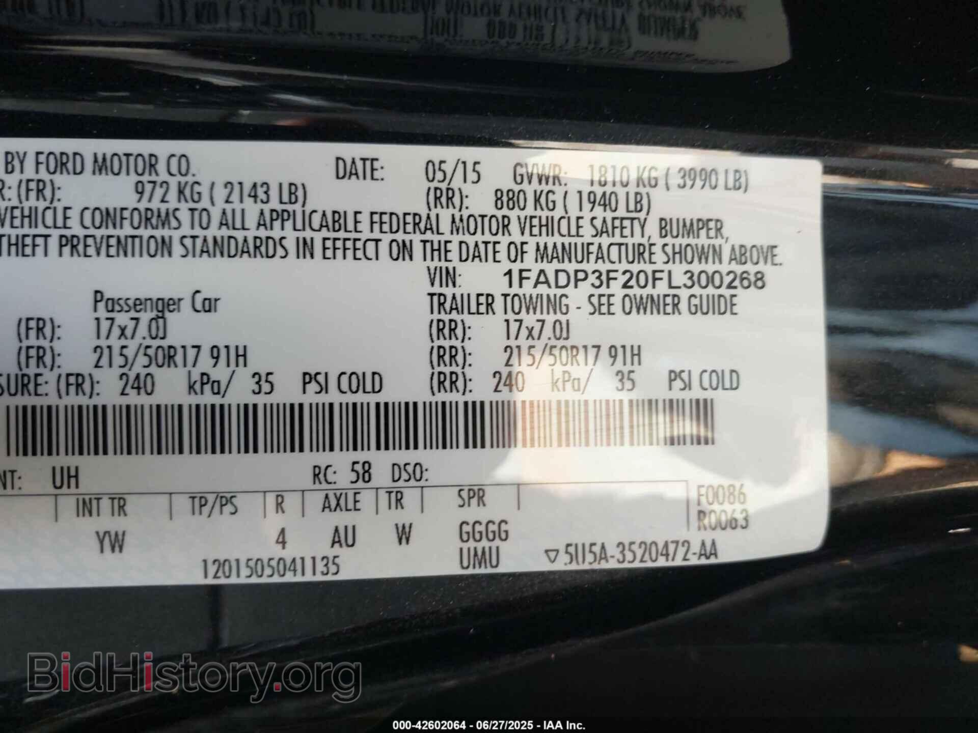 2015 FORD FOCUS - VIN: 1FADP3F20FL300268 - Фото 9