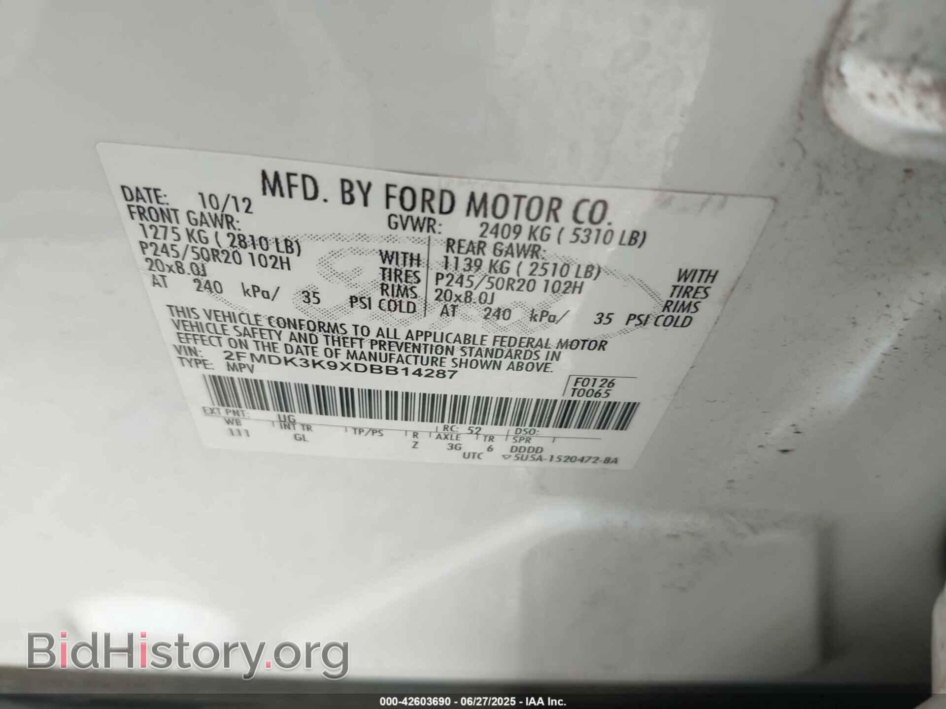 2013 FORD EDGE - VIN: 2FMDK3K9XDBB14287 - Photo 9