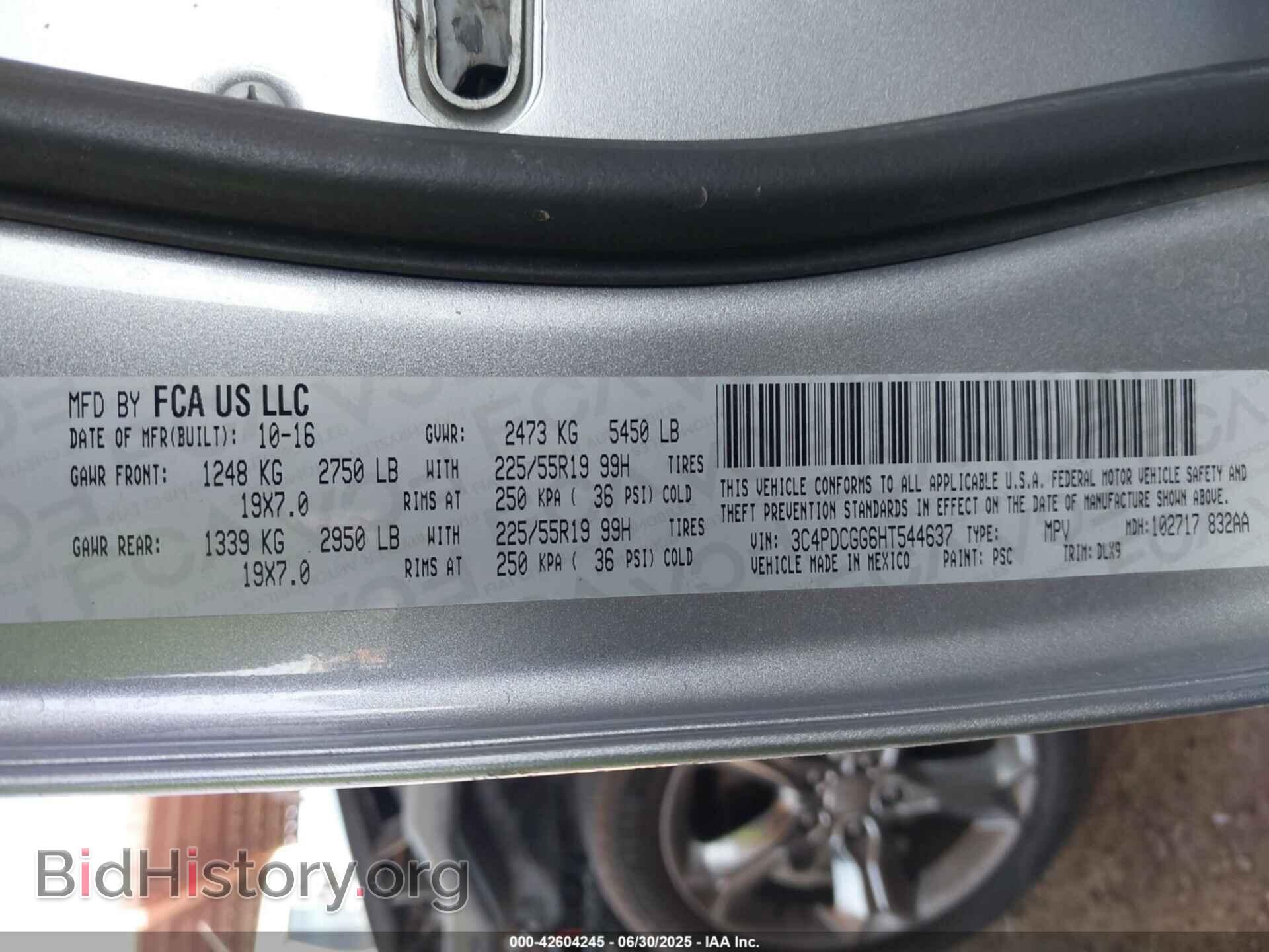 2017 DODGE JOURNEY - VIN: 3C4PDCGG6HT544637 - Фото 9