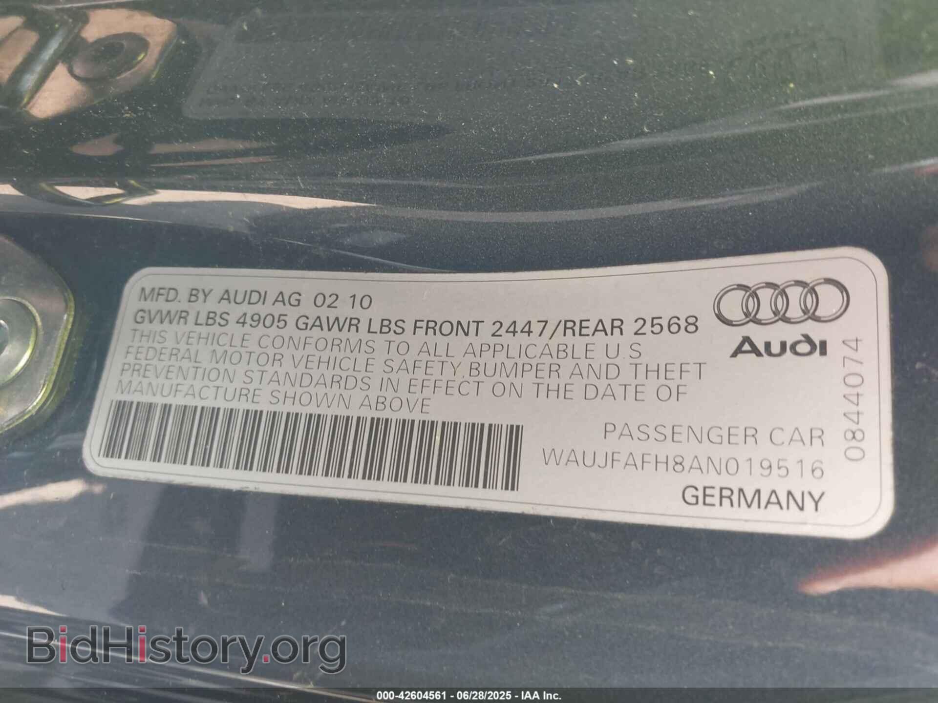 2010 AUDI A5 - VIN: WAUJFAFH8AN019516 - Фото 9