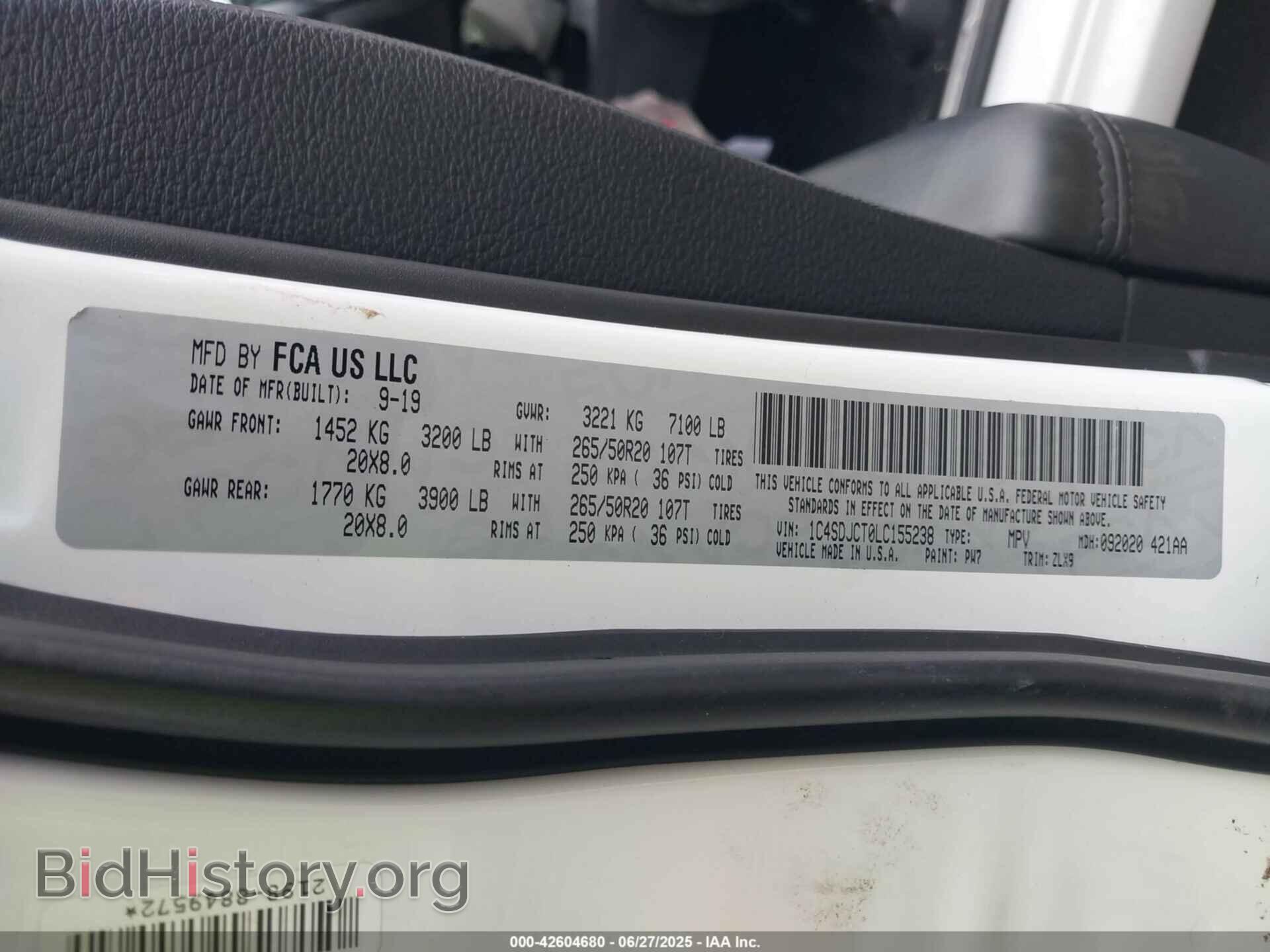2020 DODGE DURANGO - VIN: 1C4SDJCT0LC155238 - Photo 9