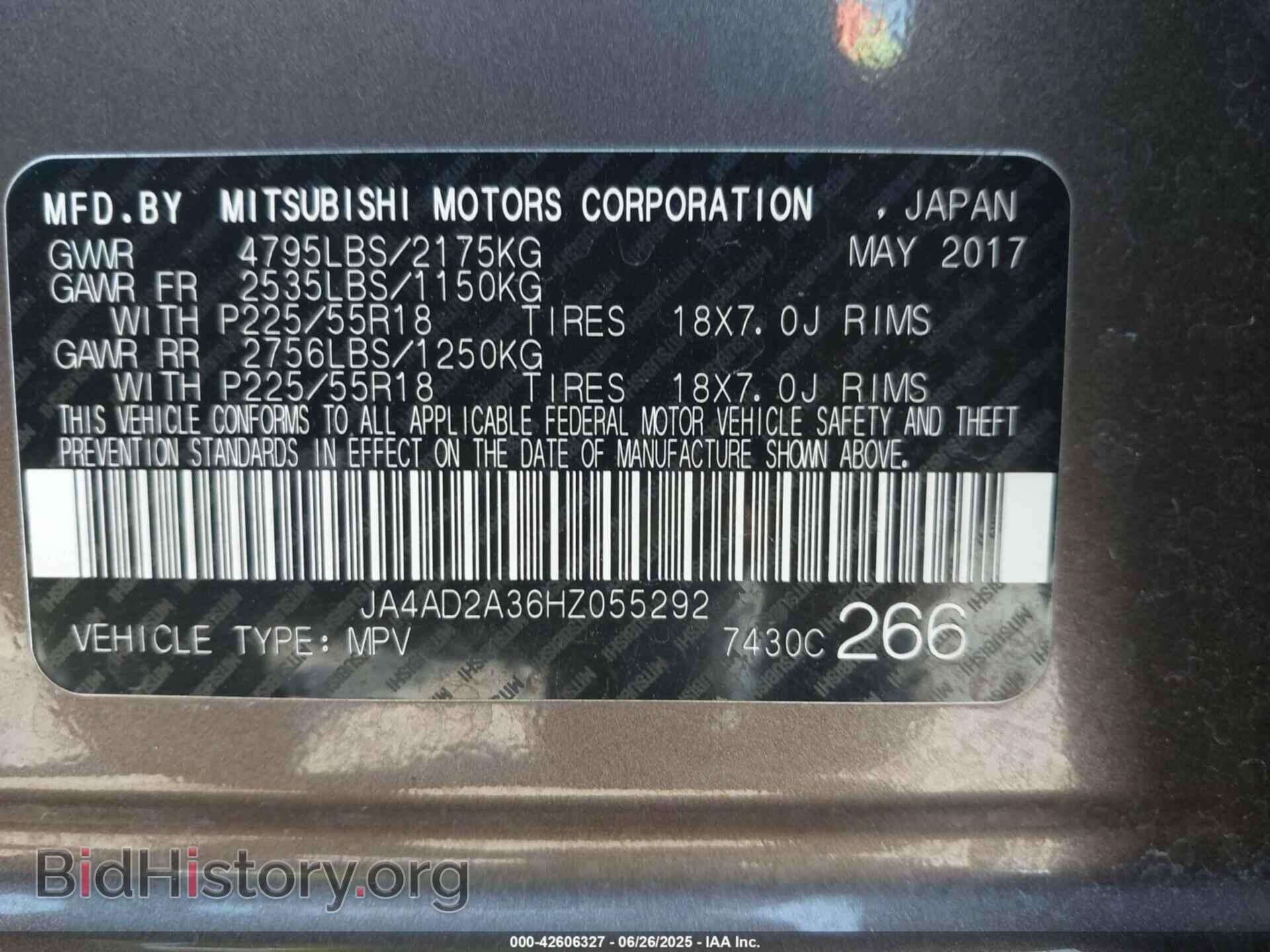 2017 MITSUBISHI OUTLANDER - VIN: JA4AD2A36HZ055292 - Фото 9