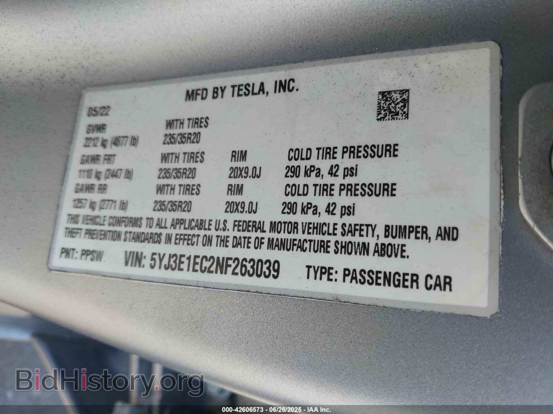 2022 TESLA MODEL 3 - VIN: 5YJ3E1EC2NF263039 - Фото 9