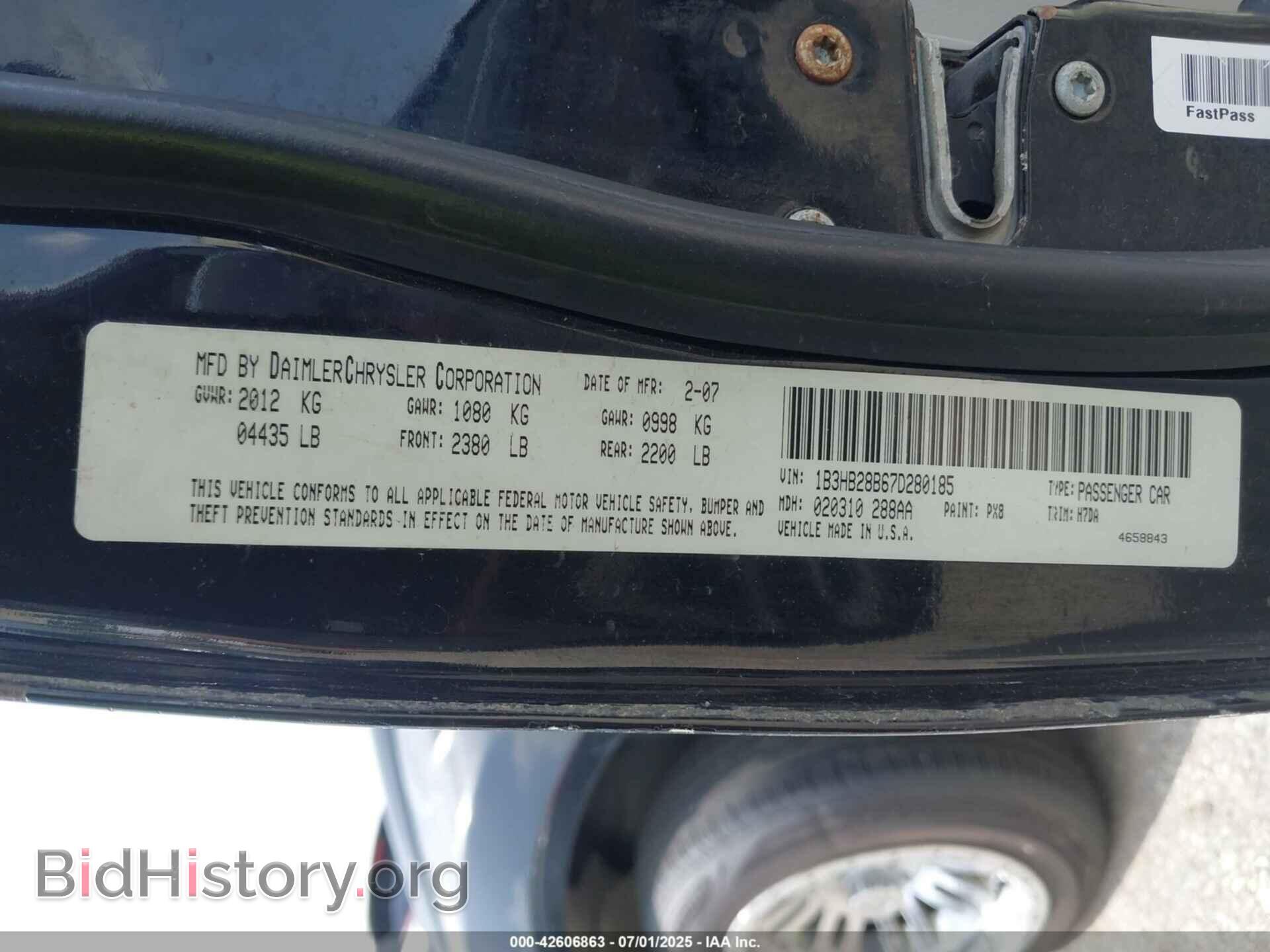 2007 DODGE CALIBER - VIN: 1B3HB28B67D280185 - Фото 9