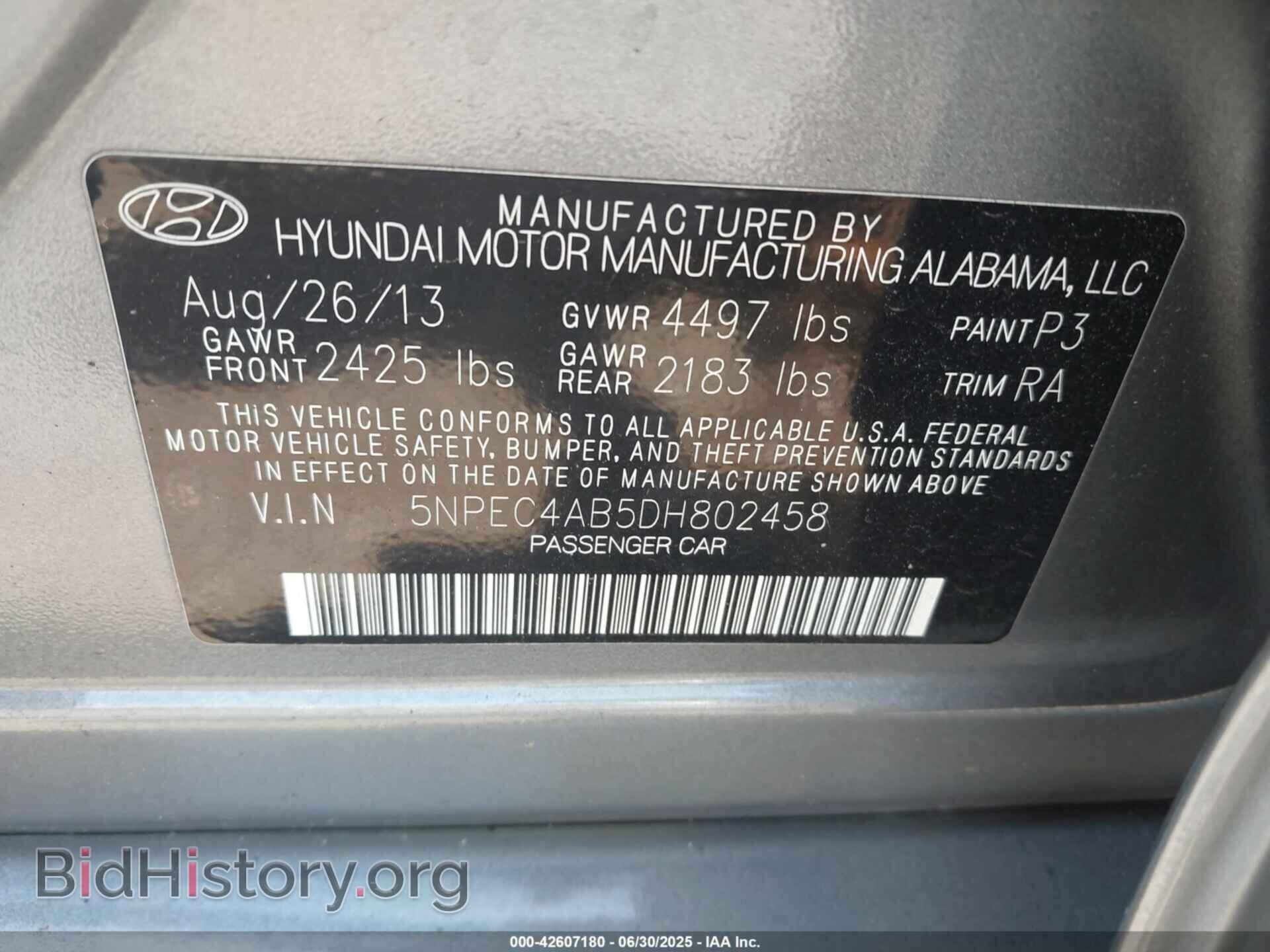 2013 HYUNDAI SONATA - VIN: 5NPEC4AB5DH802458 - Фото 9