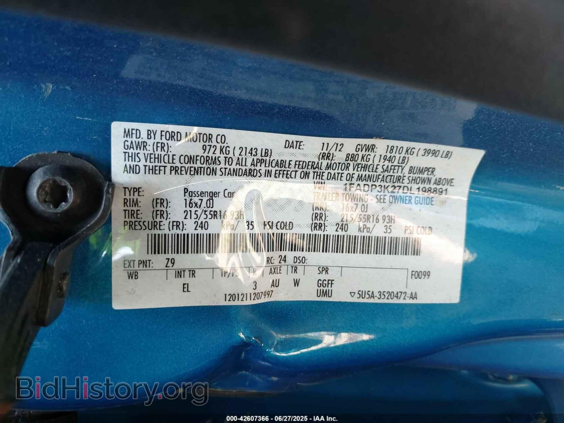 2013 FORD FOCUS - VIN: 1FADP3K27DL198891 - Фото 9