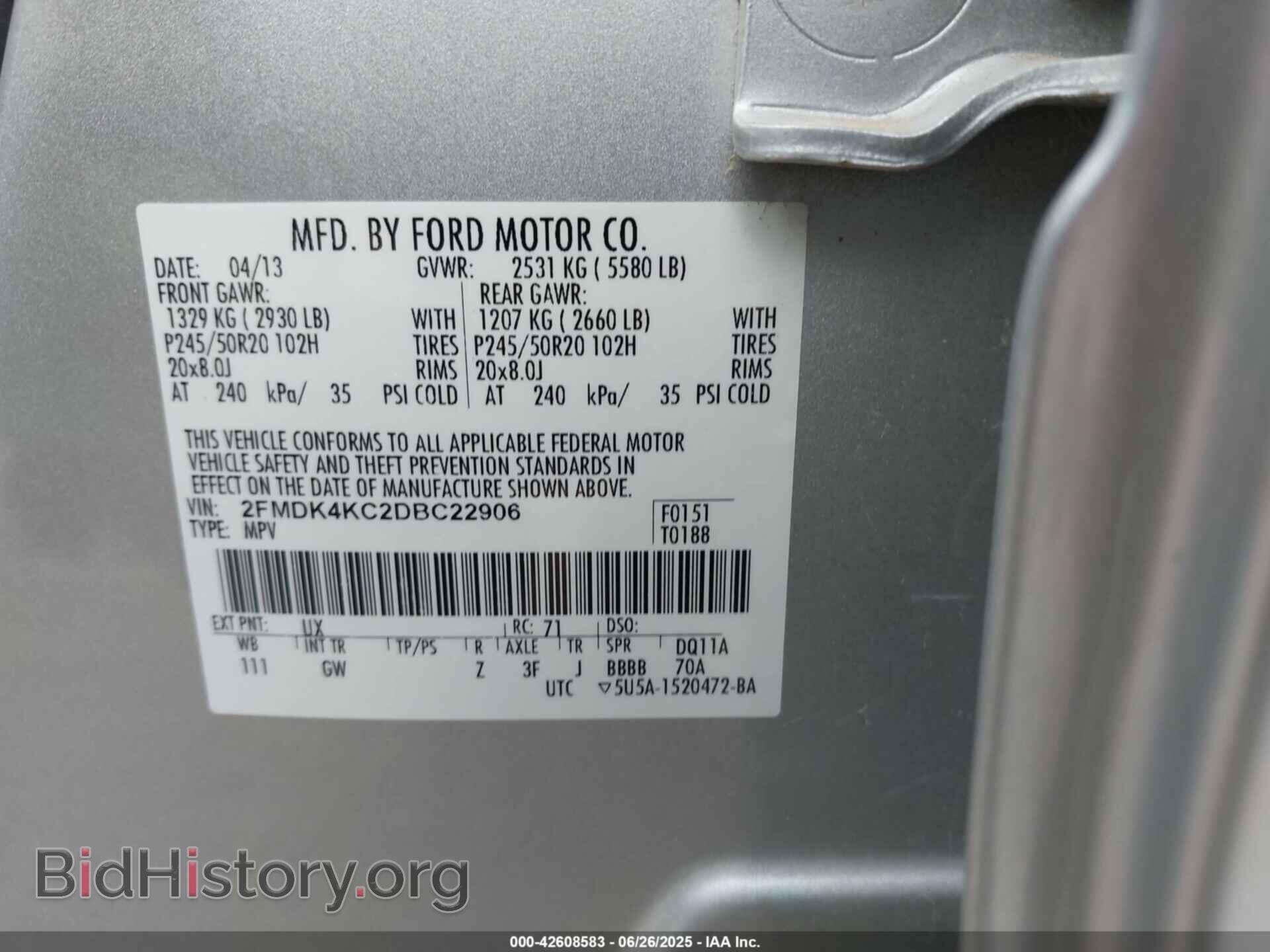 2013 FORD EDGE - VIN: 2FMDK4KC2DBC22906 - Photo 9