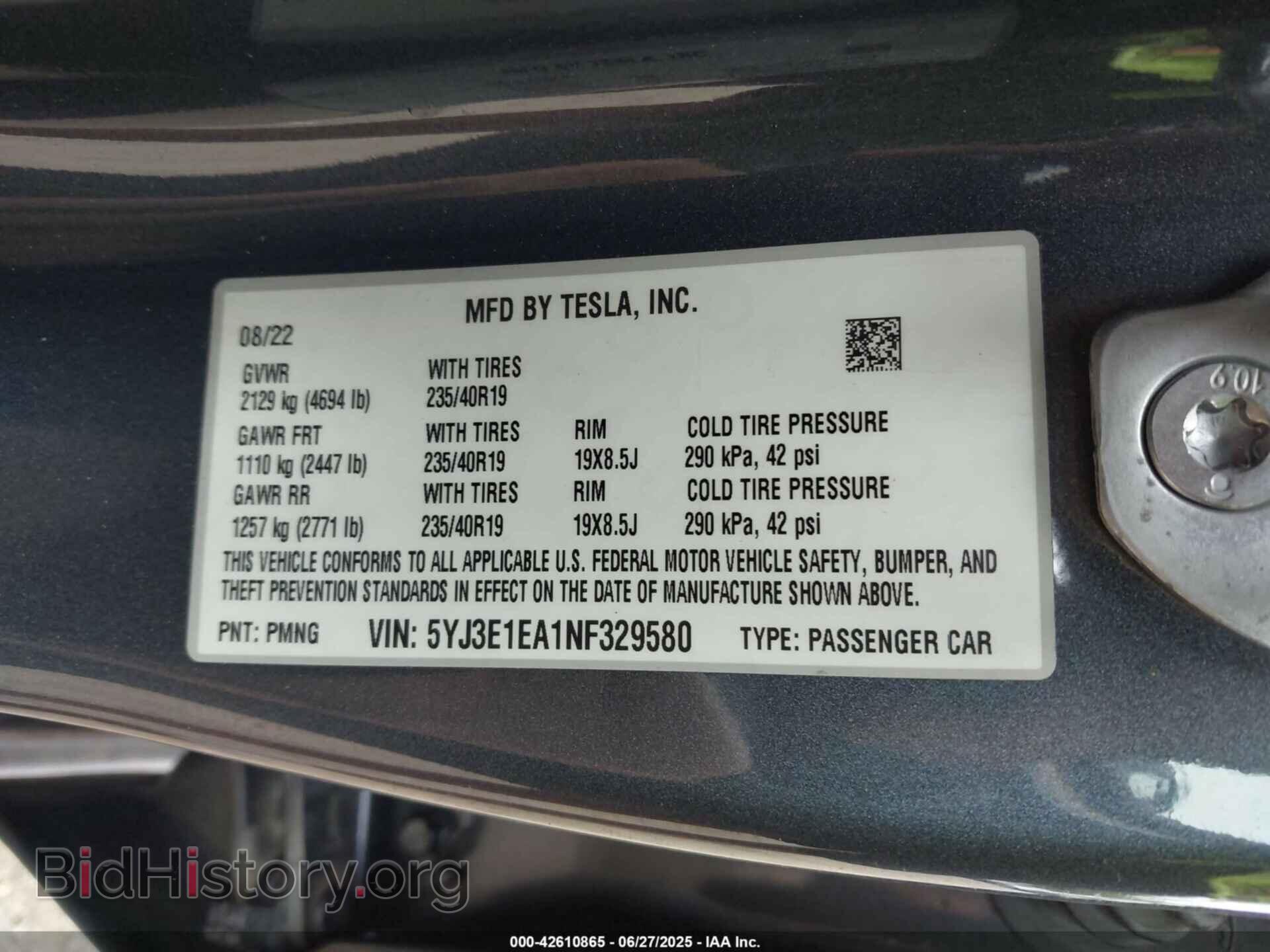 2022 TESLA MODEL 3 - VIN: 5YJ3E1EA1NF329580 - Фото 9