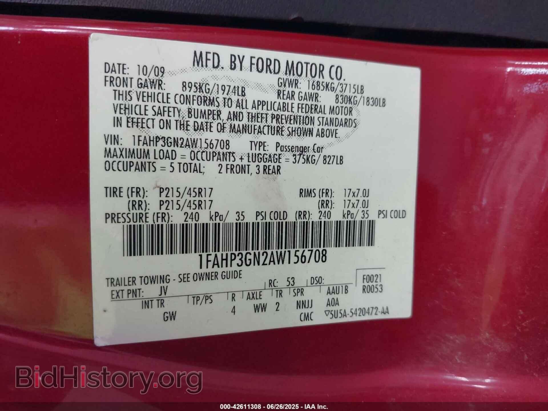 2010 FORD FOCUS - VIN: 1FAHP3GN2AW156708 - Фото 9