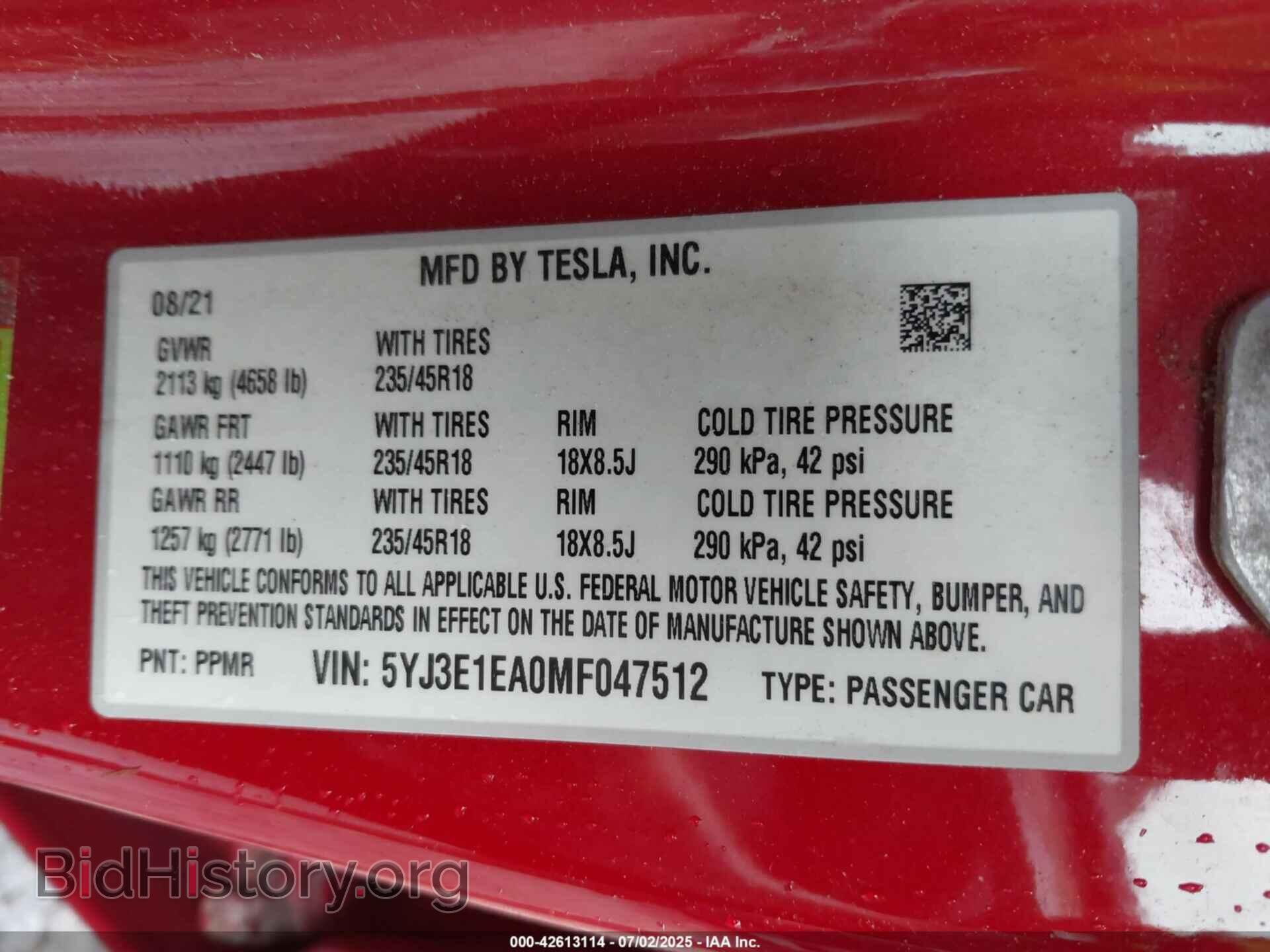 2021 TESLA MODEL 3 - VIN: 5YJ3E1EA0MF047512 - Фото 9