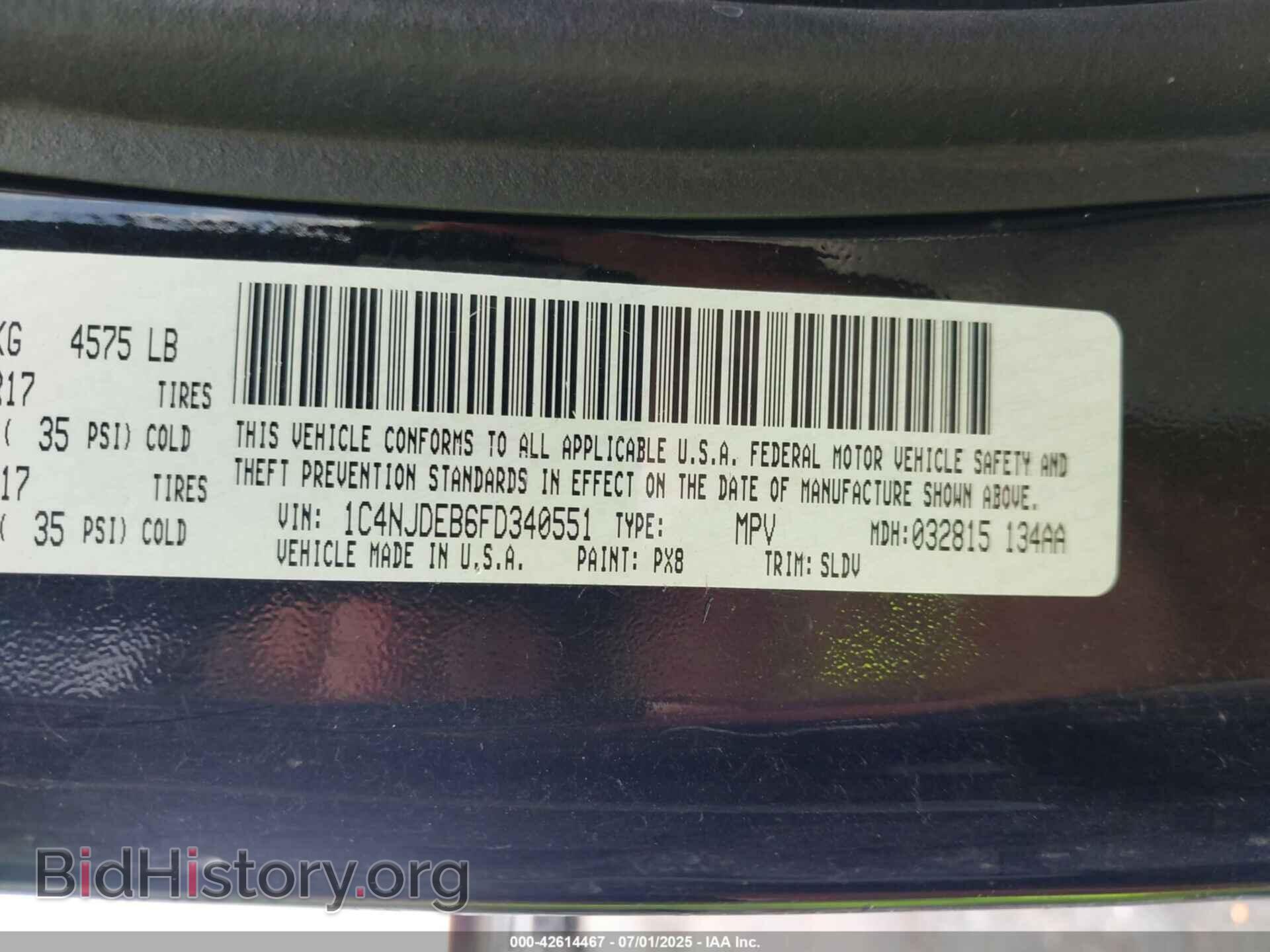 2015 JEEP COMPASS - VIN: 1C4NJDEB6FD340551 - Фото 9