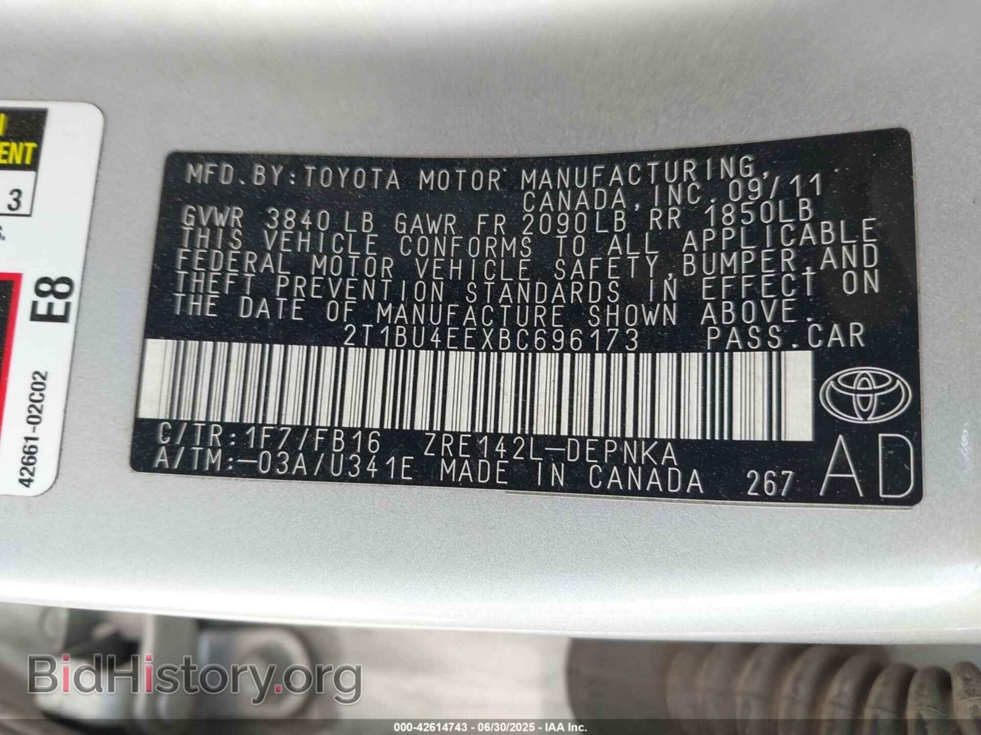 2011 TOYOTA COROLLA - VIN: 2T1BU4EEXBC696173 - Фото 9