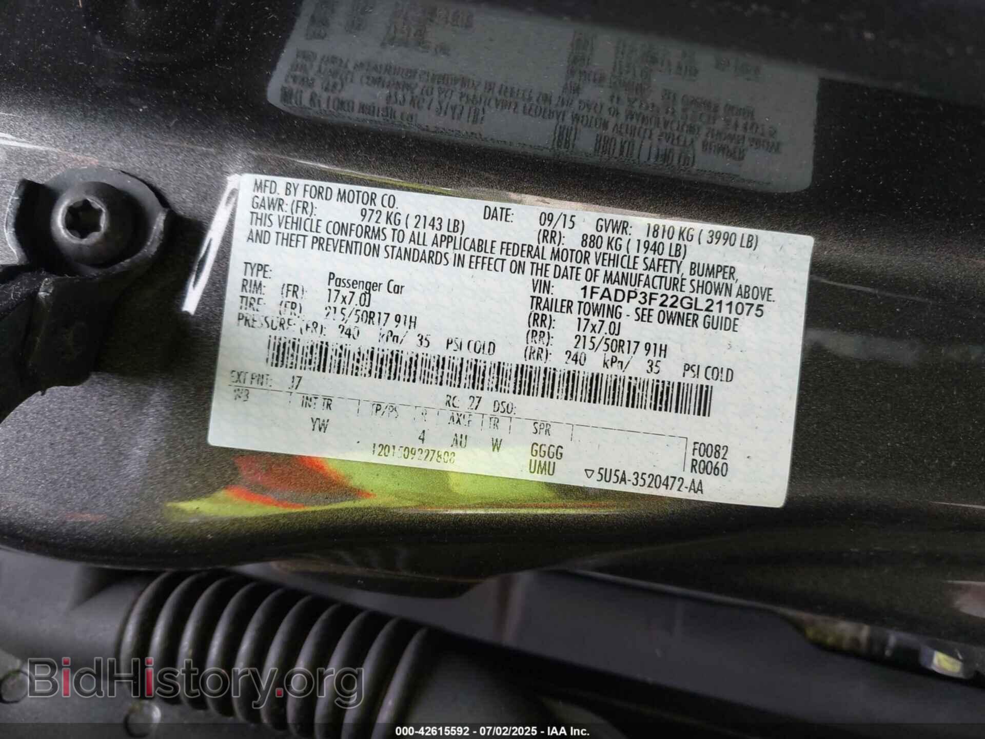 2016 FORD FOCUS - VIN: 1FADP3F22GL211075 - Фото 9