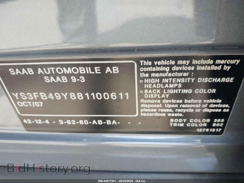 2008 Saab 9-3 (VIN YS3FB49Y881100611) — photo 9 of 16