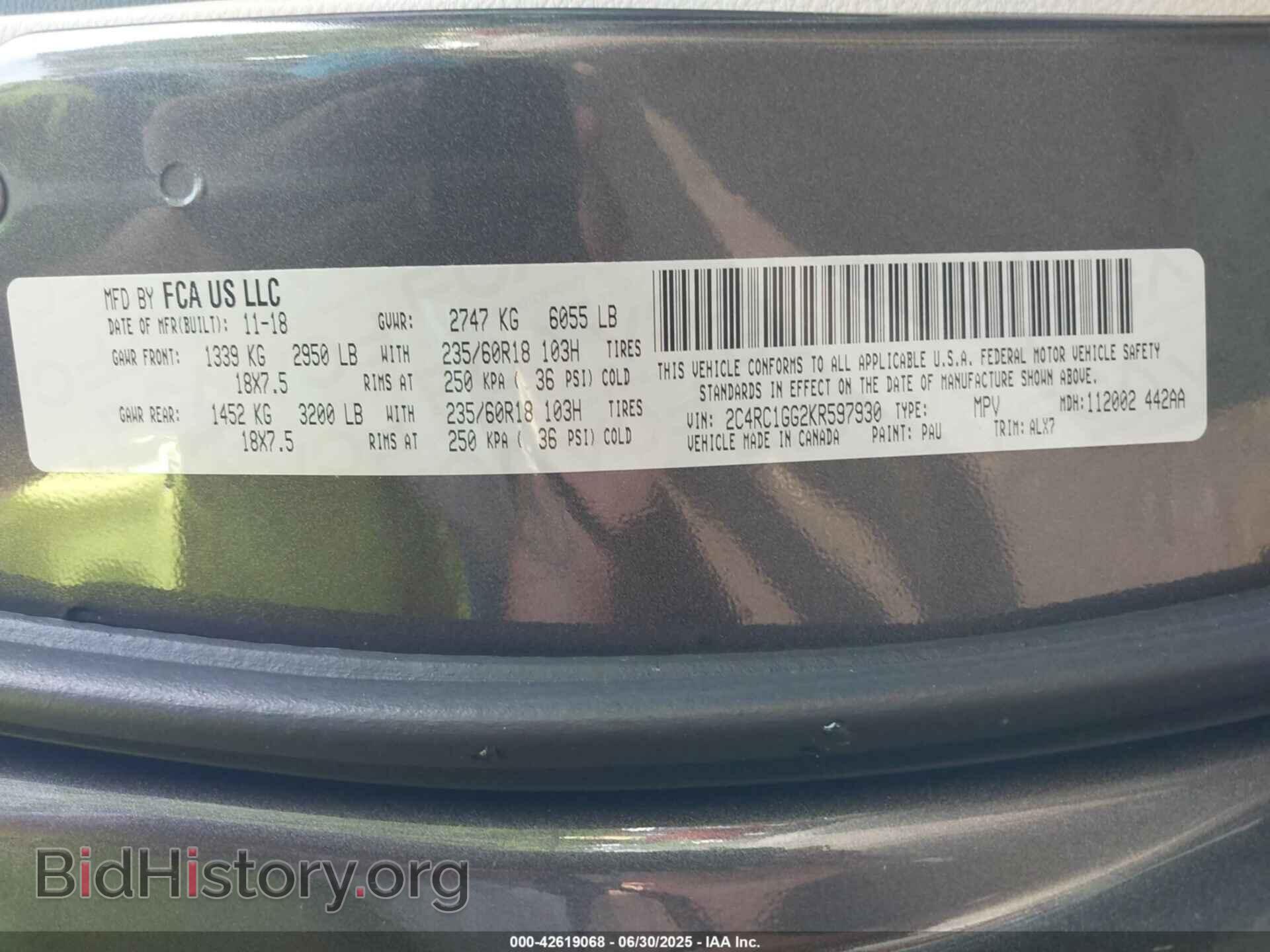 2019 CHRYSLER PACIFICA - VIN: 2C4RC1GG2KR597930 - Photo 9
