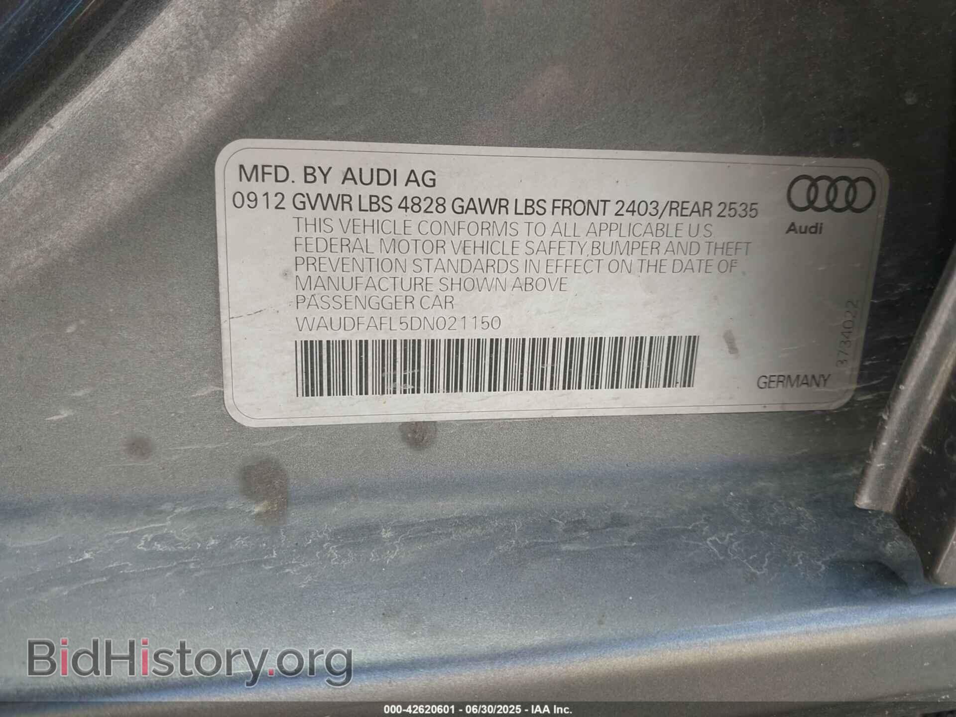 2013 AUDI A4 - VIN: WAUDFAFL5DN021150 - Photo 9