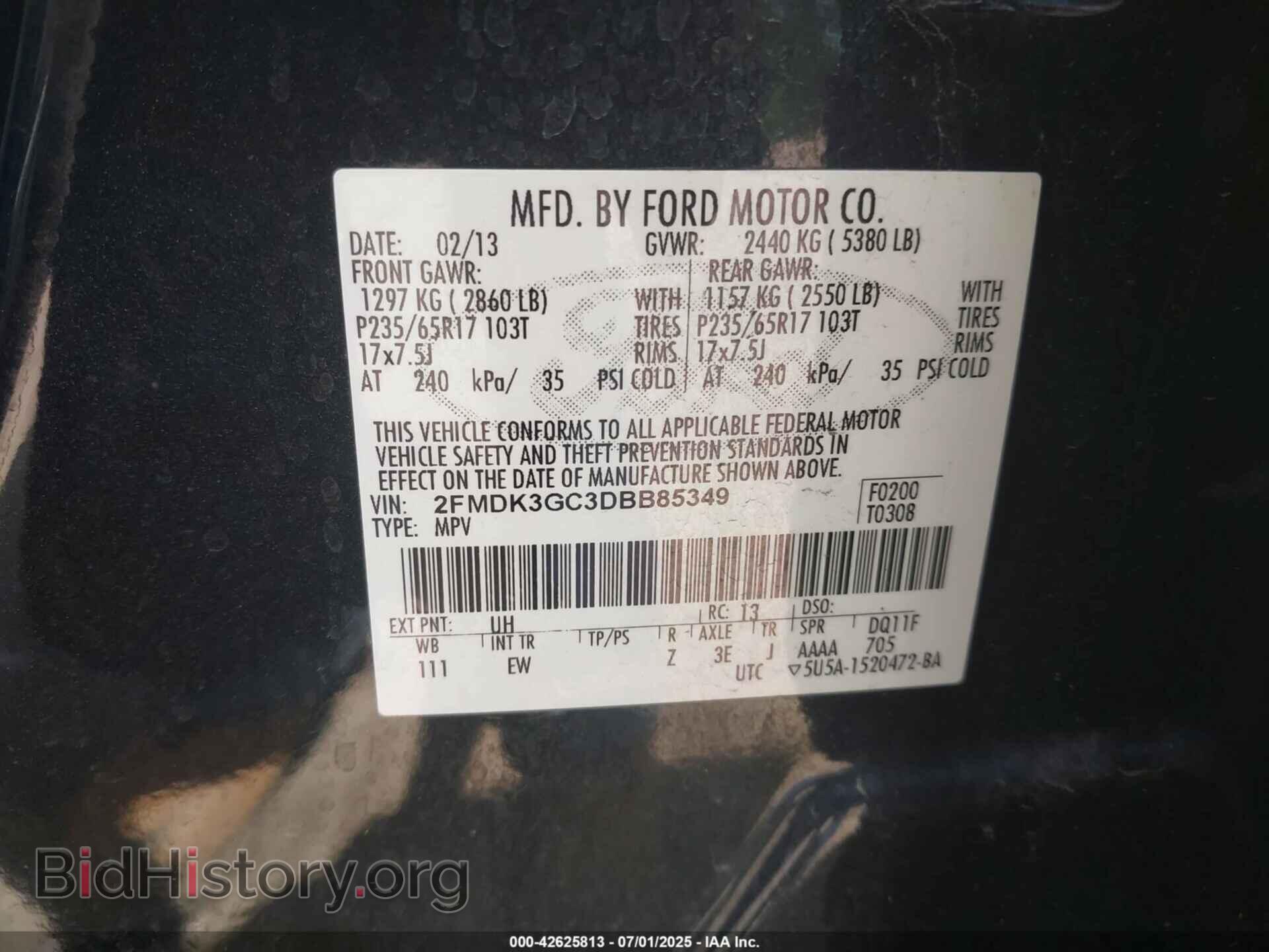 2013 FORD EDGE - VIN: 2FMDK3GC3DBB85349 - Фото 9