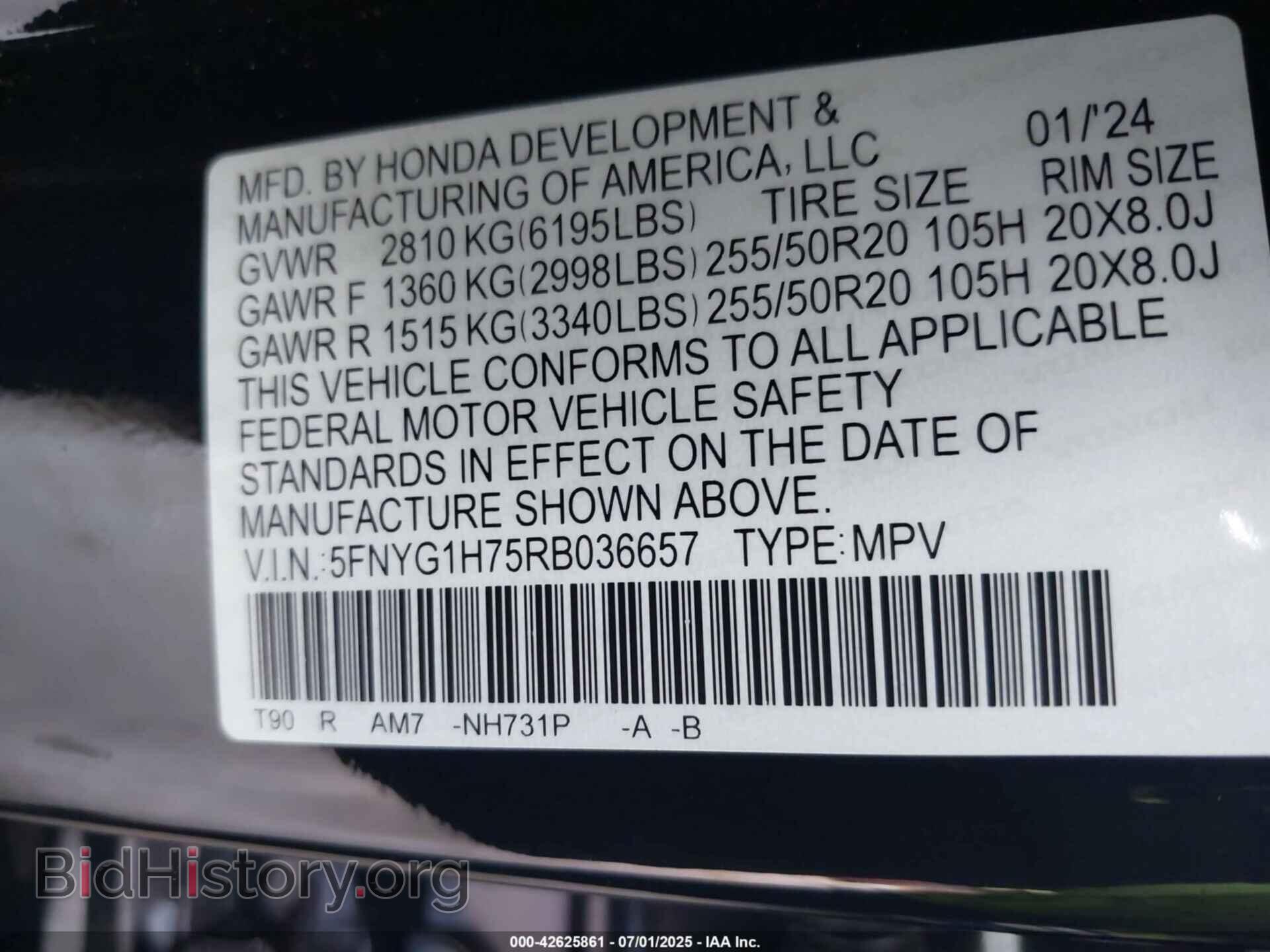 2024 HONDA PILOT - VIN: 5FNYG1H75RB036657 - Фото 9