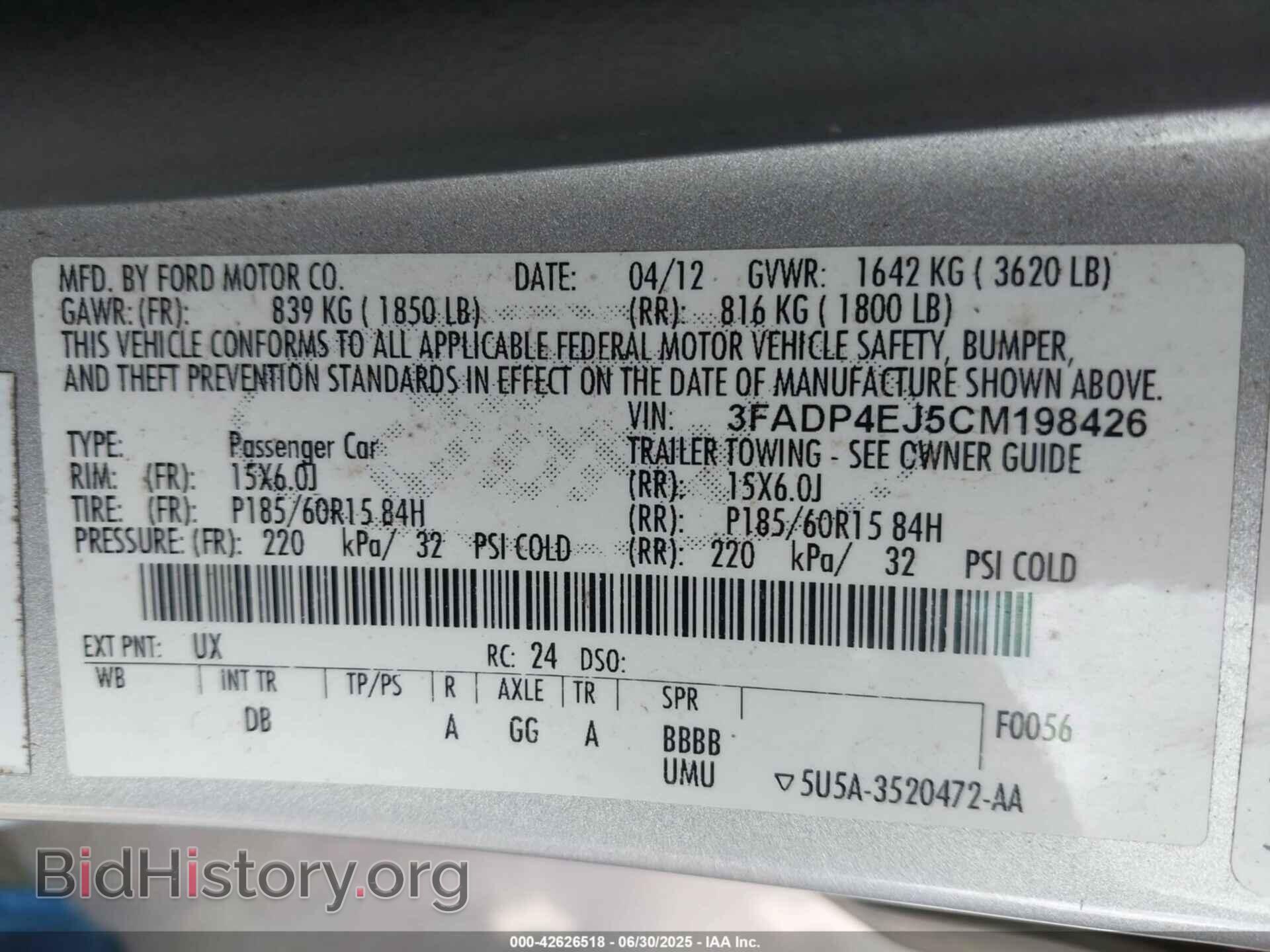 2012 FORD FIESTA - VIN: 3FADP4EJ5CM198426 - Фото 9