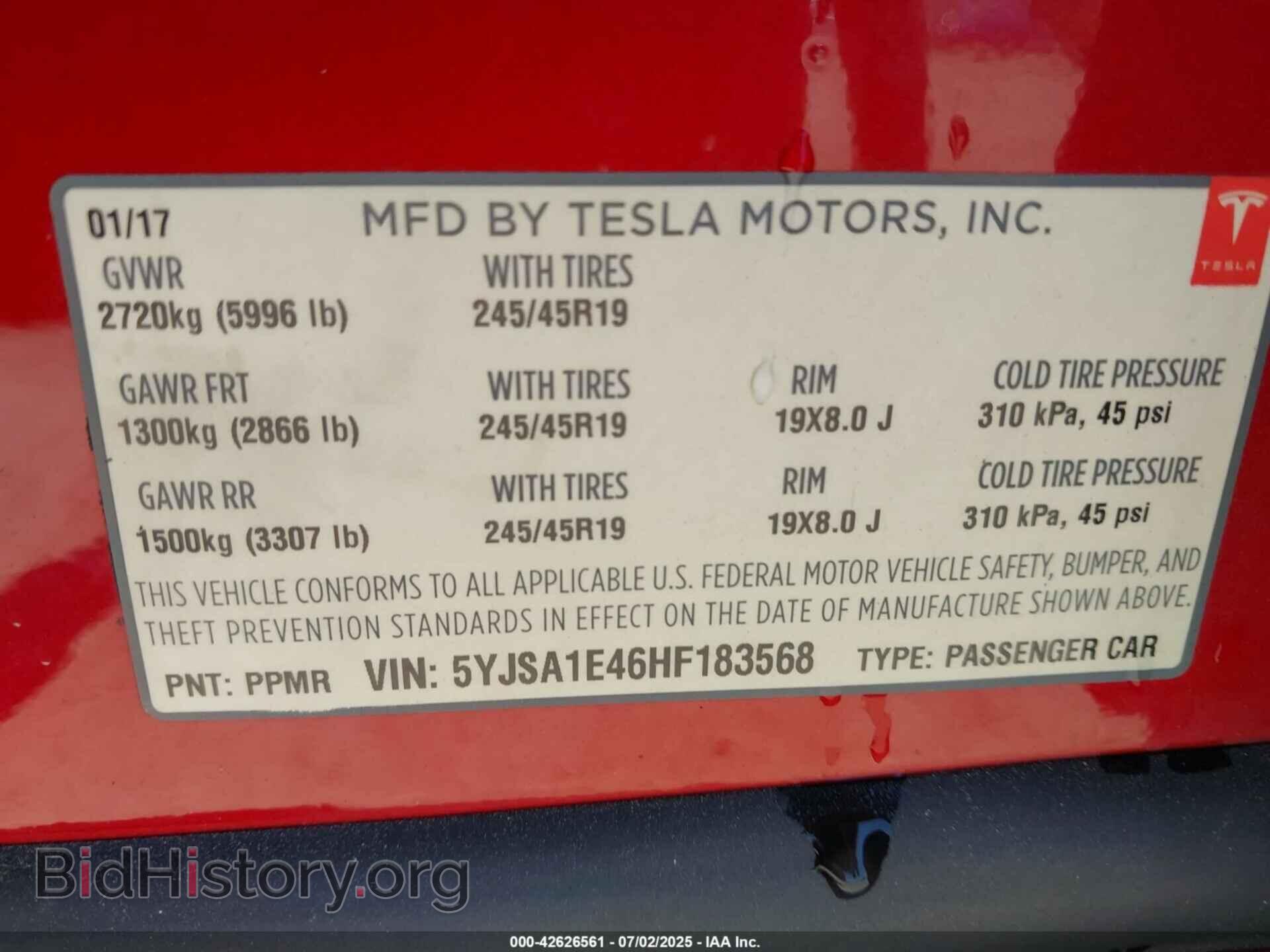 2017 TESLA MODEL S - VIN: 5YJSA1E46HF183568 - Photo 9