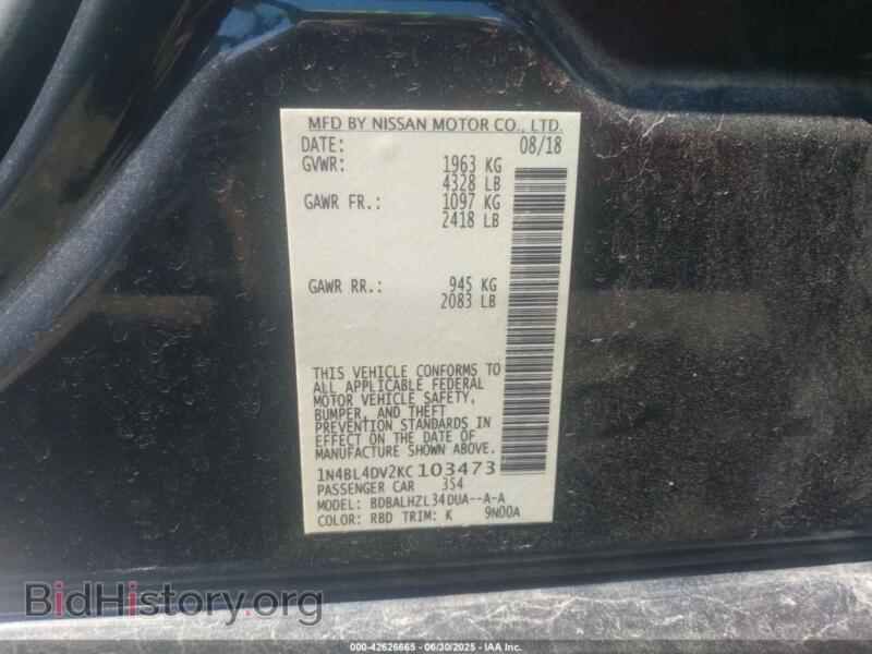 2019 Nissan ALTIMA (VIN 1N4BL4DV2KC103473) — photo 9 of 16
