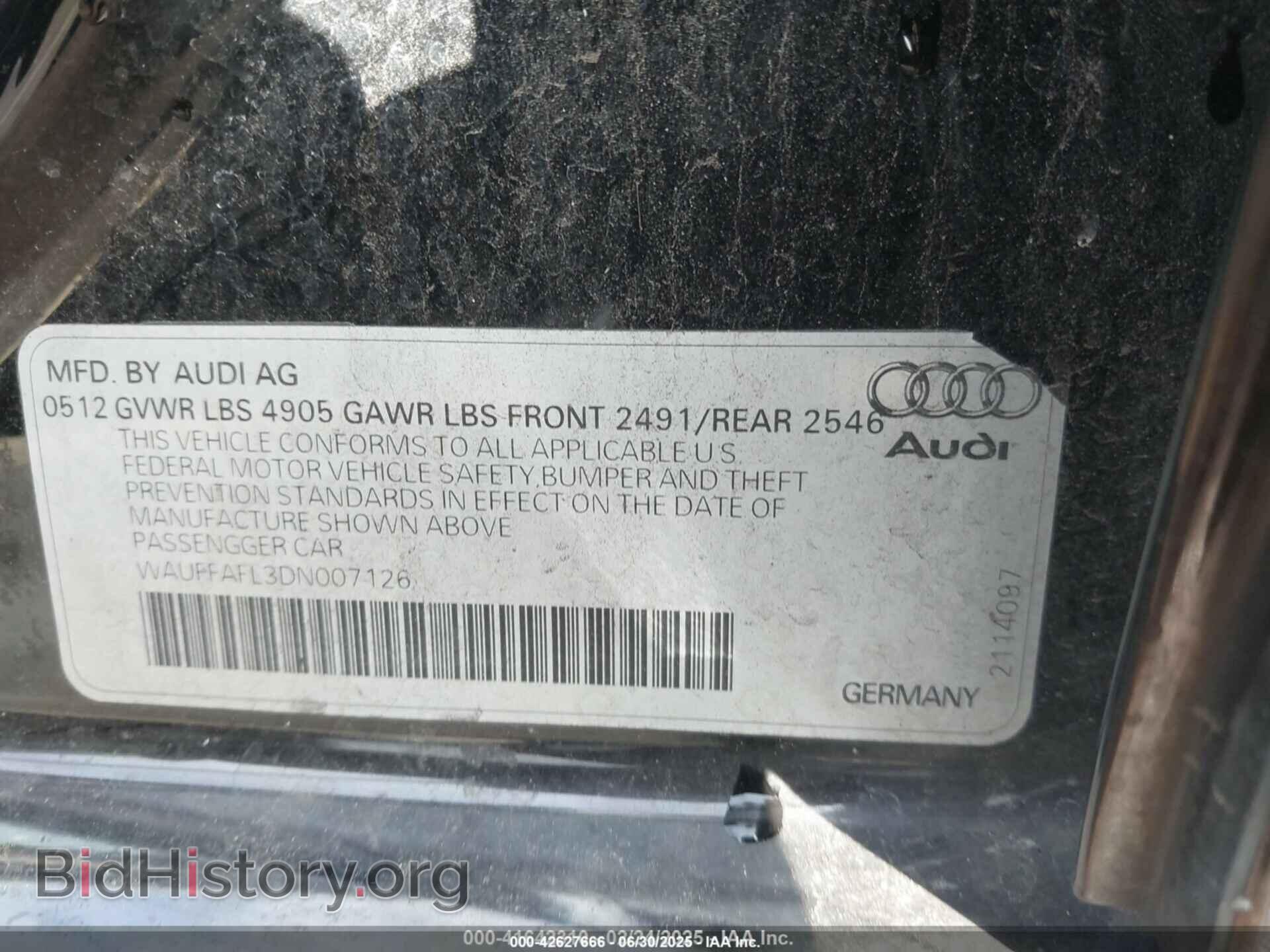 2013 AUDI A4 - VIN: WAUFFAFL3DN007126 - Фото 9
