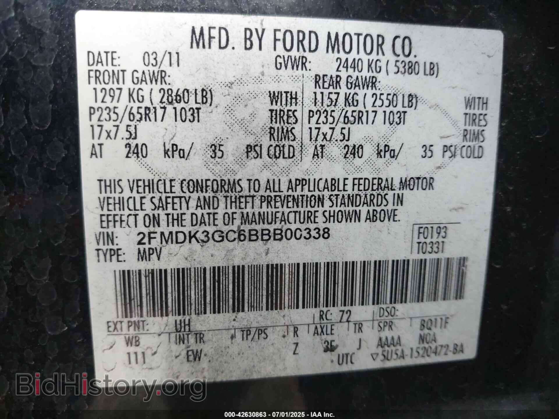 2011 FORD EDGE - VIN: 2FMDK3GC6BBB00338 - Photo 9