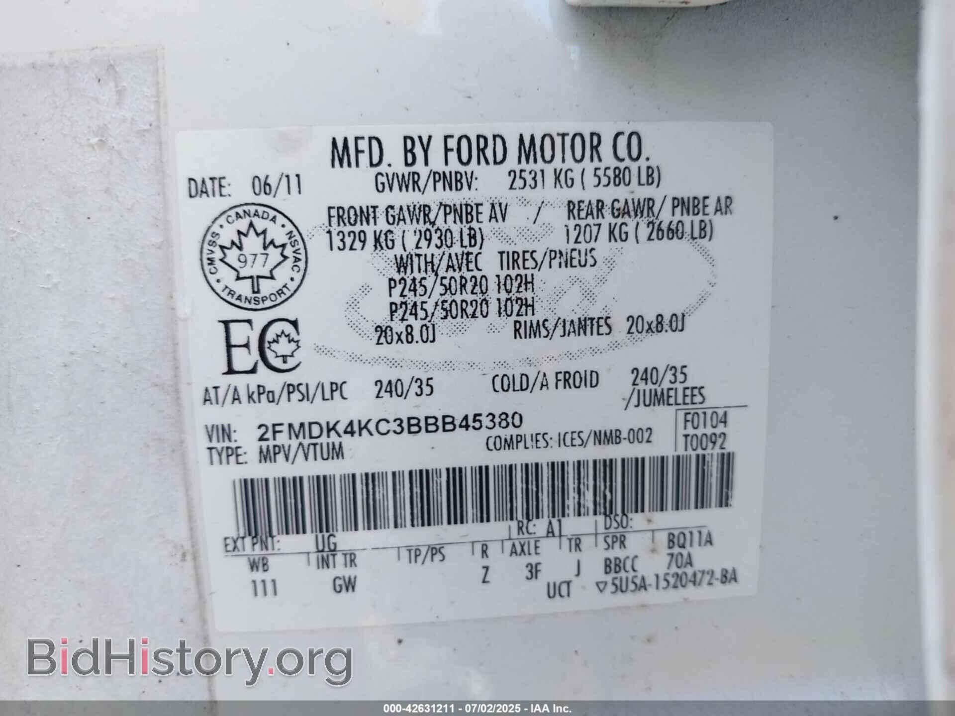 2011 FORD EDGE - VIN: 2FMDK4KC3BBB45380 - Photo 9