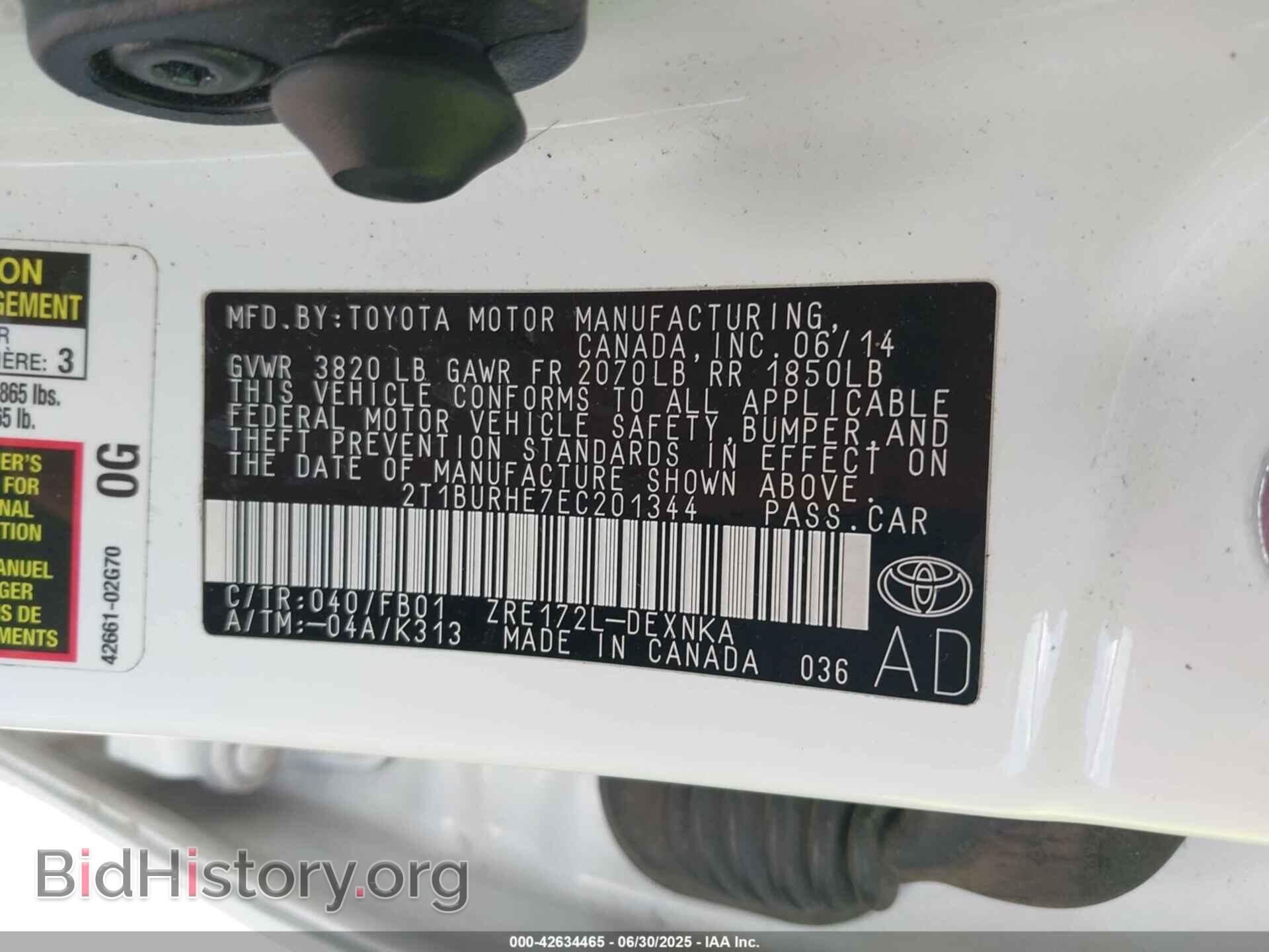 2014 TOYOTA COROLLA - VIN: 2T1BURHE7EC201344 - Фото 9