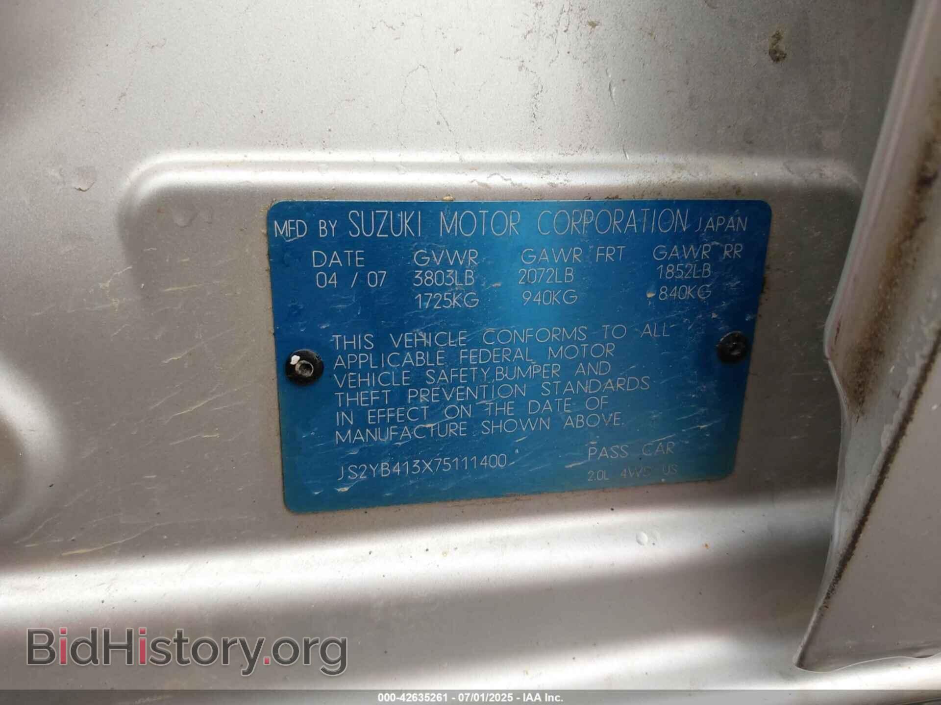 2007 SUZUKI SX4 - VIN: JS2YB413X75111400 - Photo 9