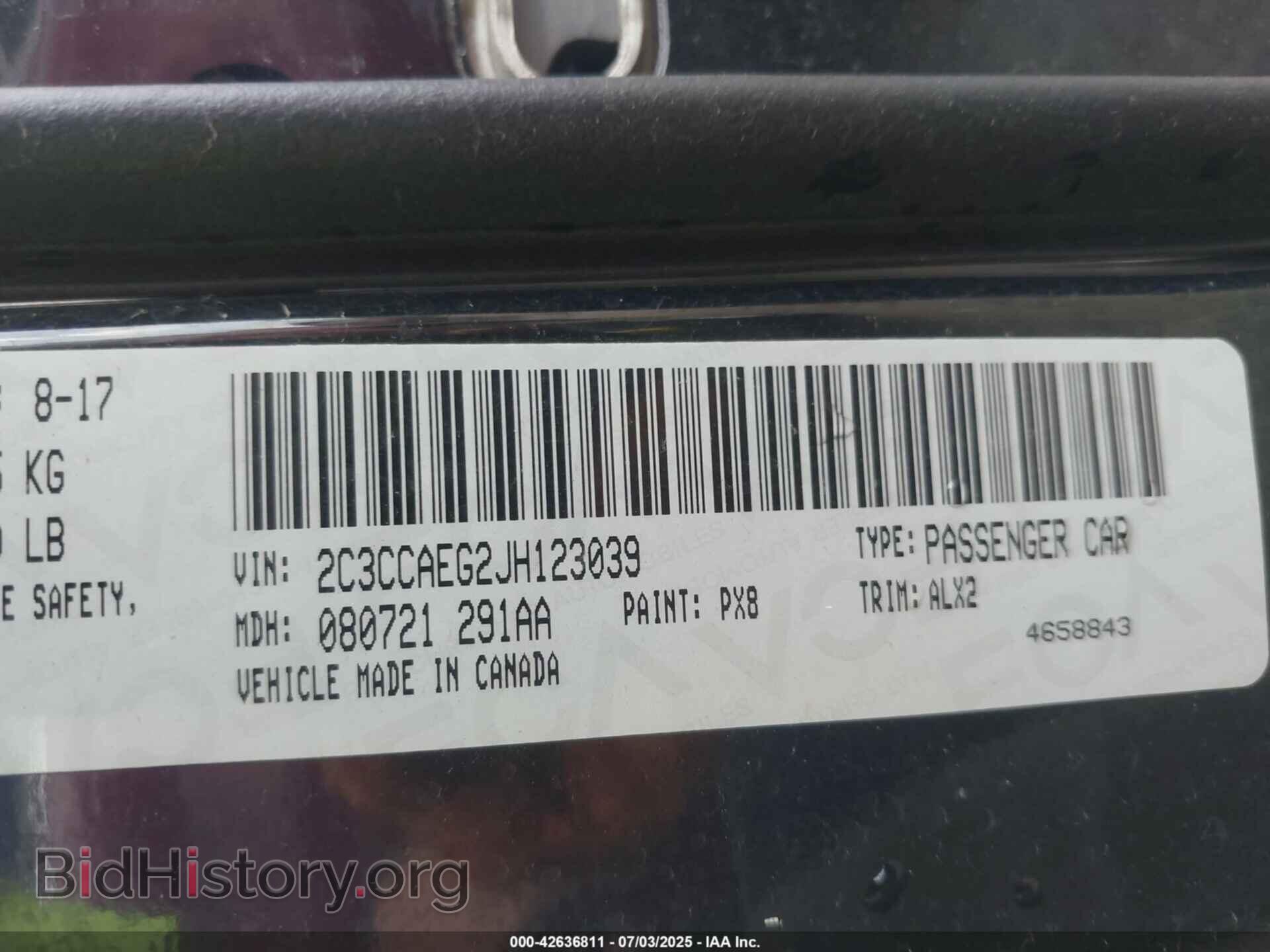 2018 CHRYSLER 300 - VIN: 2C3CCAEG2JH123039 - Фото 9