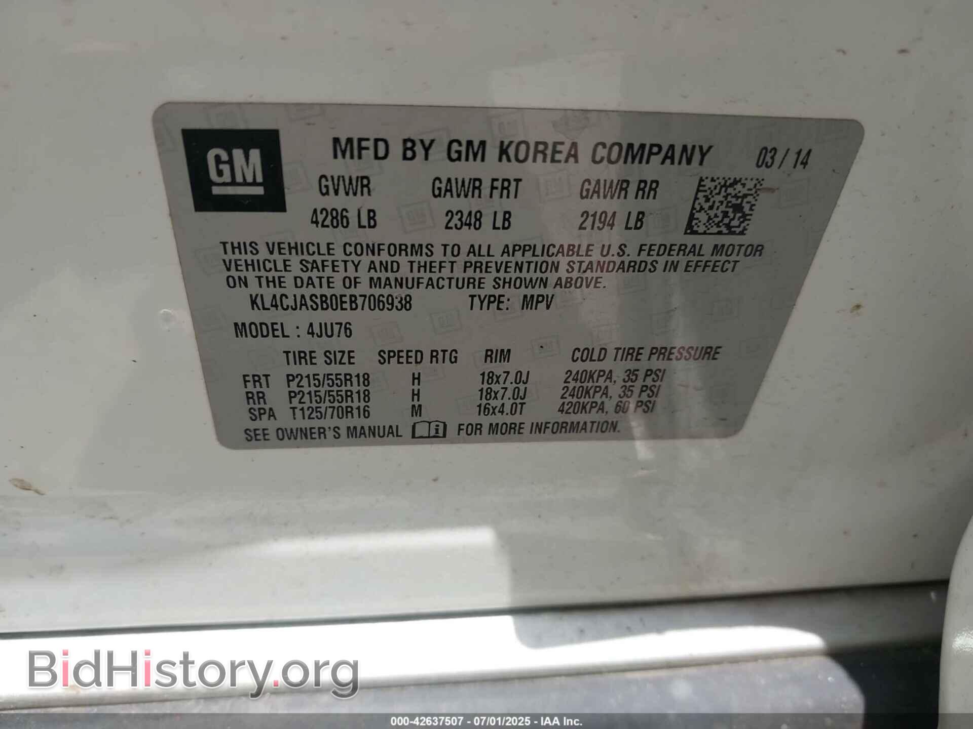 2014 BUICK ENCORE - VIN: KL4CJASB0EB706938 - Photo 9