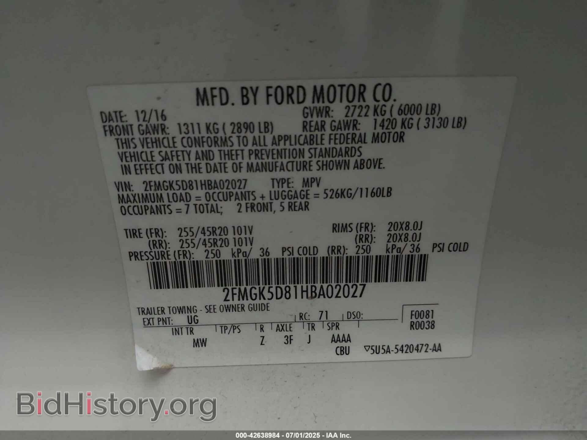 2017 FORD FLEX - VIN: 2FMGK5D81HBA02027 - Photo 9