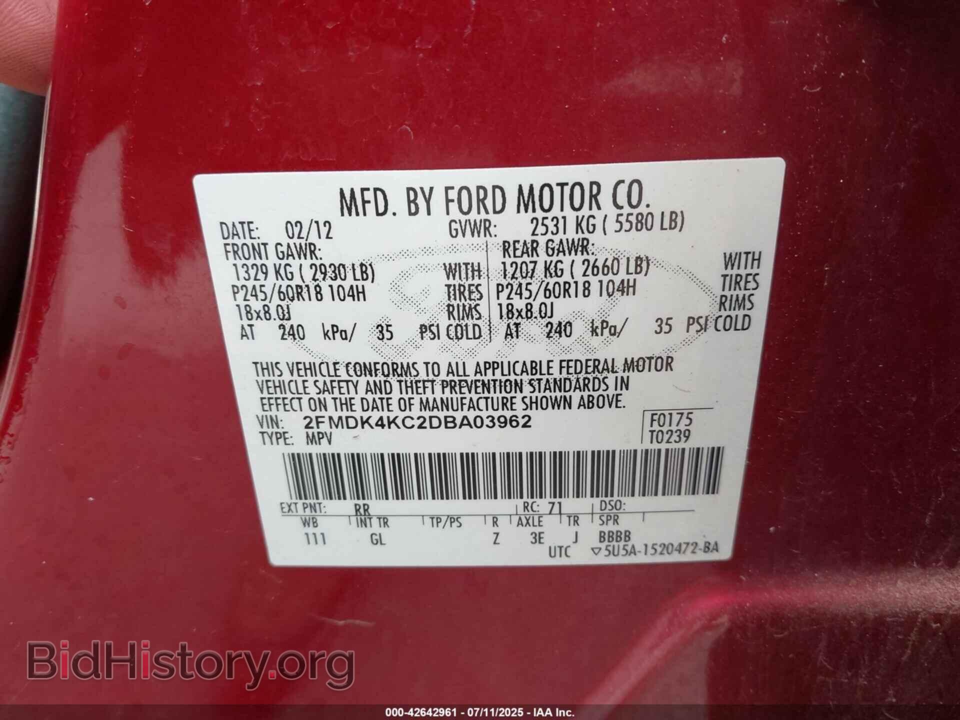 2013 FORD EDGE - VIN: 2FMDK4KC2DBA03962 - Фото 9