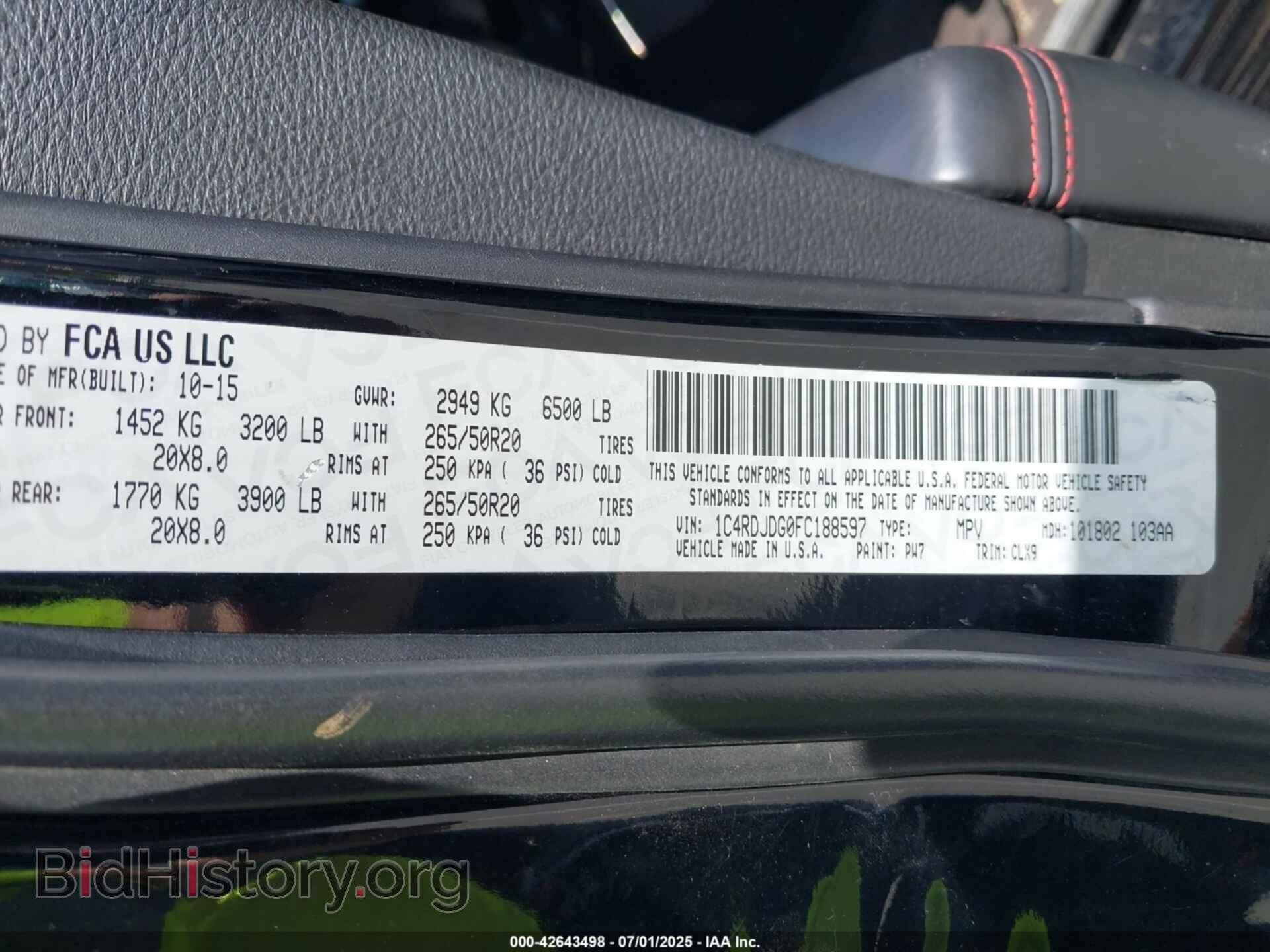 2015 DODGE DURANGO - VIN: 1C4RDJDG0FC188597 - Photo 9