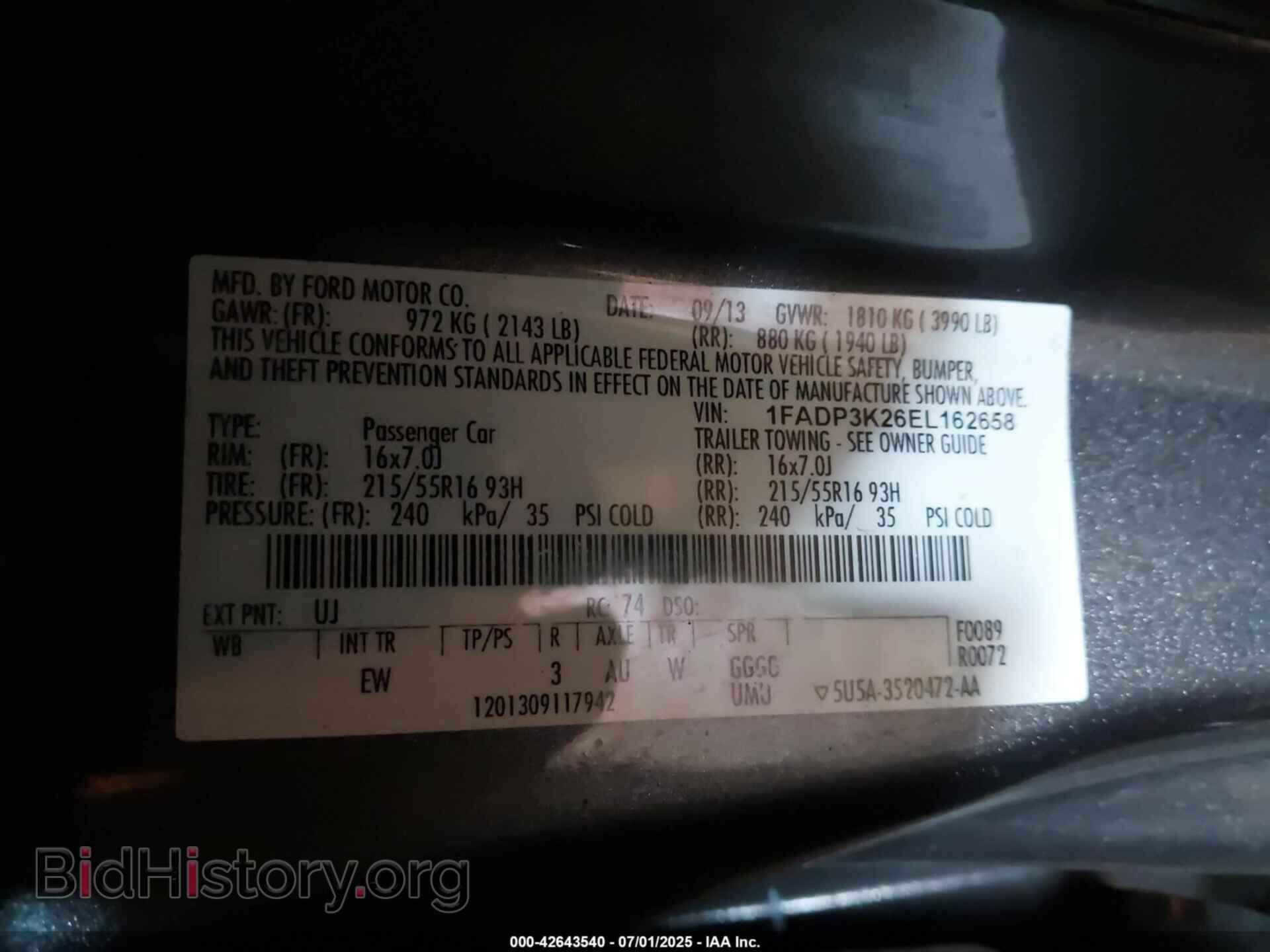 2014 FORD FOCUS - VIN: 1FADP3K26EL162658 - Фото 9