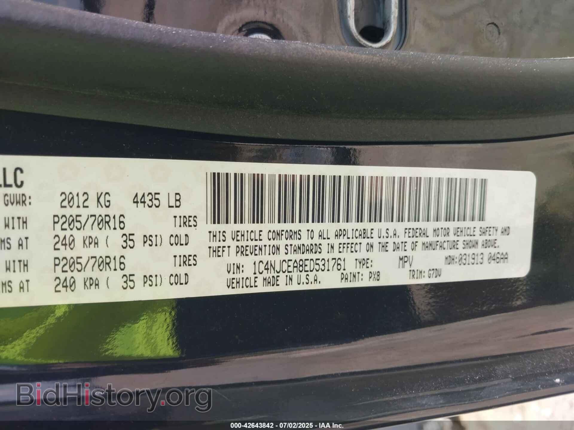 2014 JEEP COMPASS - VIN: 1C4NJCEA8ED531761 - Фото 9