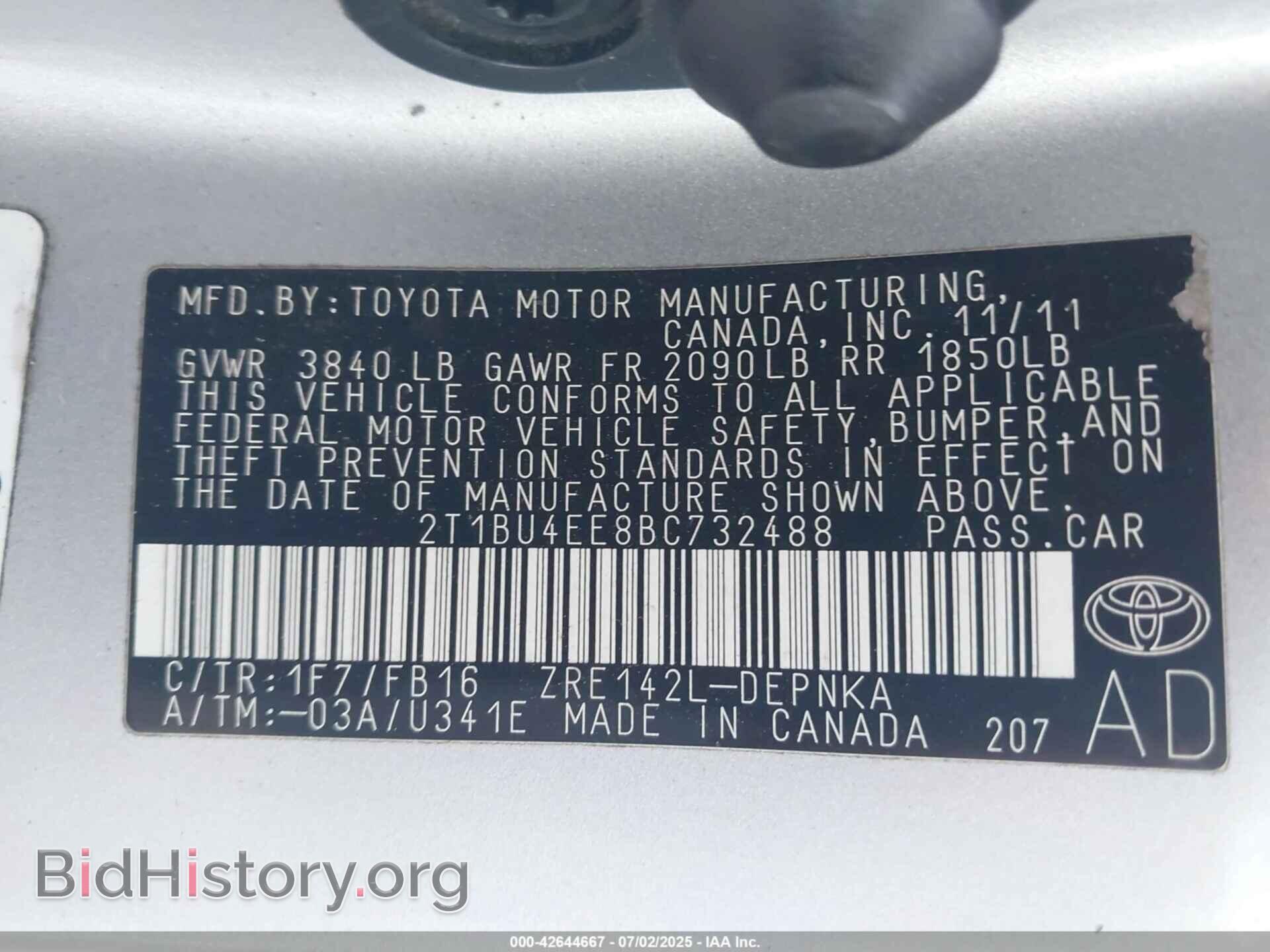 2011 TOYOTA COROLLA - VIN: 2T1BU4EE8BC732488 - Фото 9
