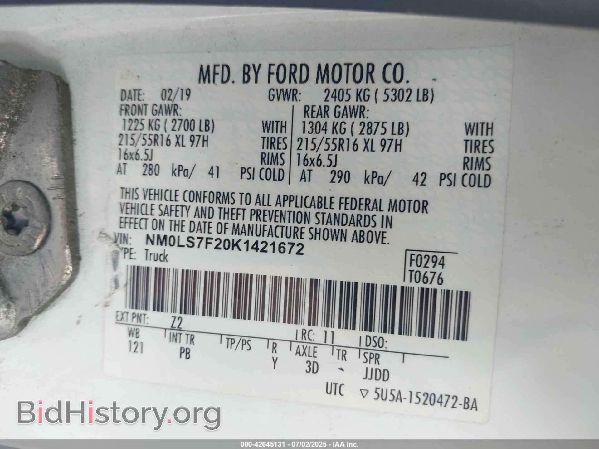 2019 FORD TRANSIT CONNECT - VIN: NM0LS7F20K1421672 - Фото 4