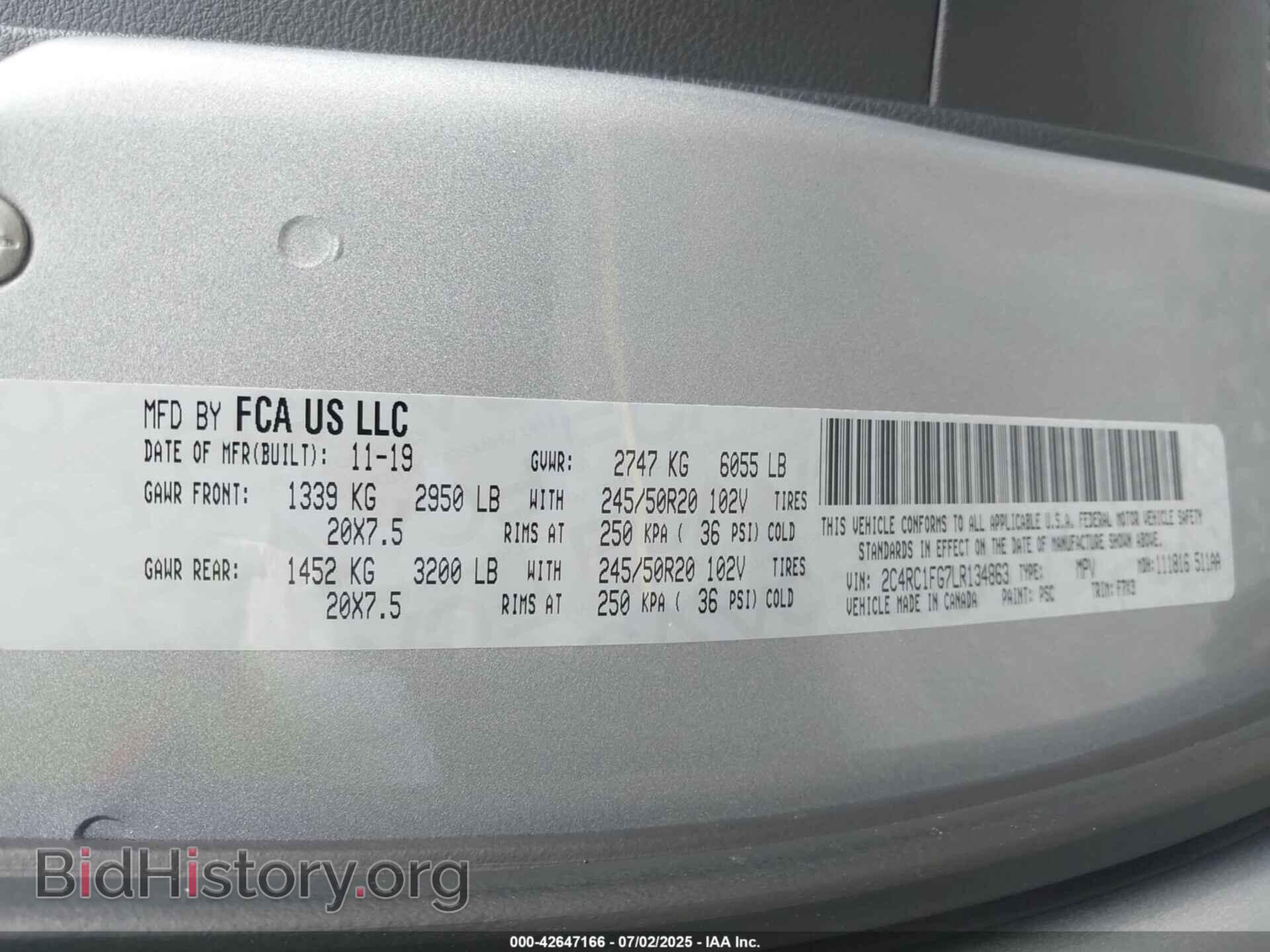 2020 CHRYSLER PACIFICA - VIN: 2C4RC1FG7LR134863 - Фото 9