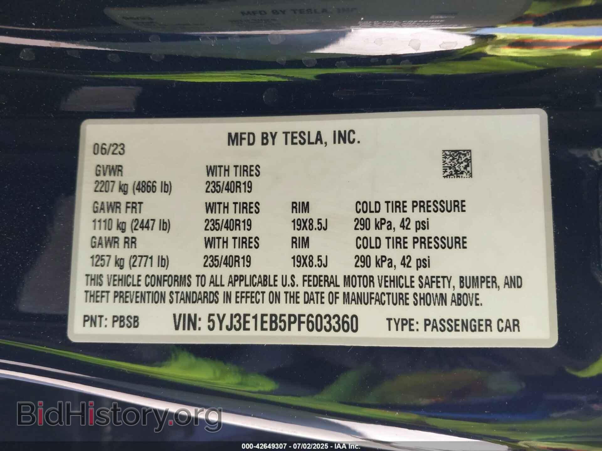 2023 TESLA MODEL 3 - VIN: 5YJ3E1EB5PF603360 - Фото 9