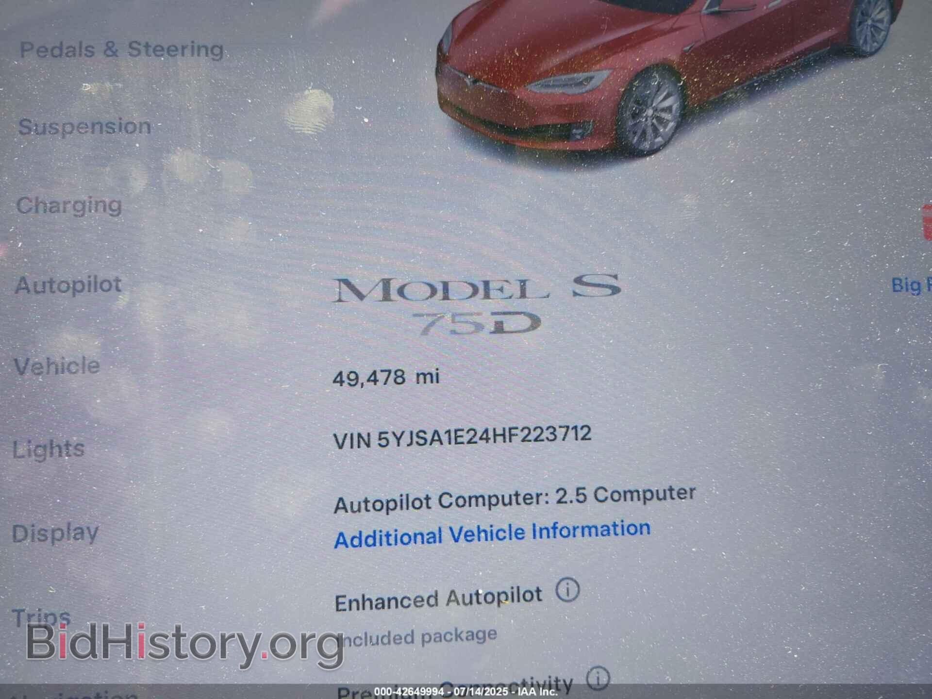 2017 TESLA MODEL S - VIN: 5YJSA1E24HF223712 - Фото 7