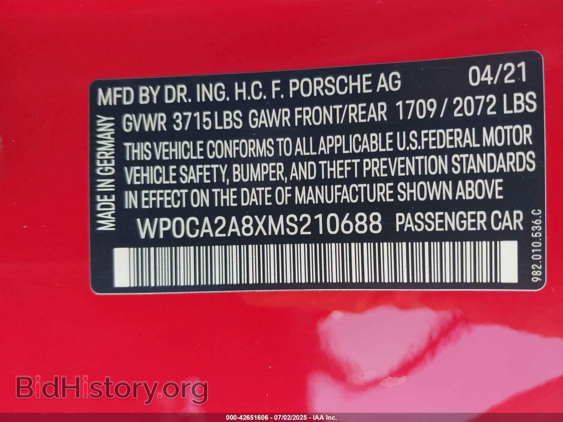 2021 PORSCHE 718 BOXSTER - VIN: WP0CA2A8XMS210688 - Фото 9