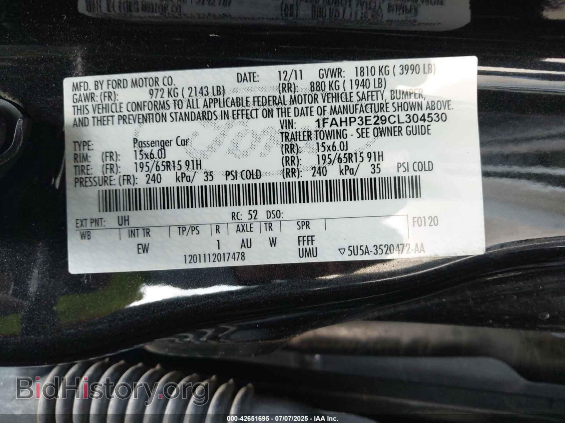 2012 FORD FOCUS - VIN: 1FAHP3E29CL304530 - Фото 9