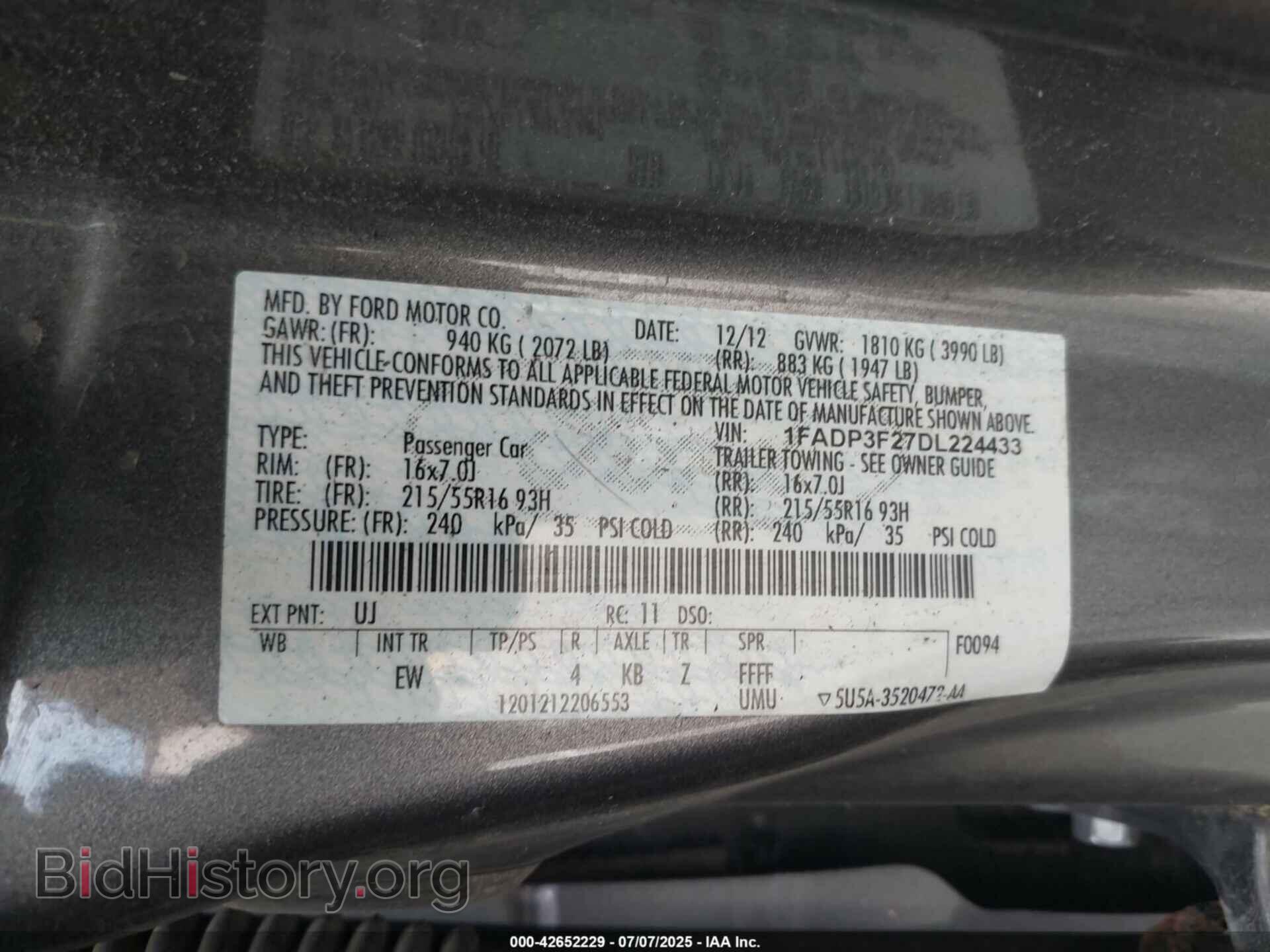 2013 FORD FOCUS - VIN: 1FADP3F27DL224433 - Фото 9