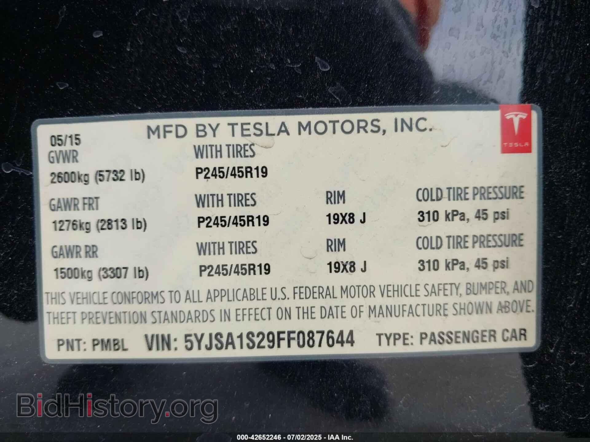 2015 TESLA MODEL S - VIN: 5YJSA1S29FF087644 - Photo 9