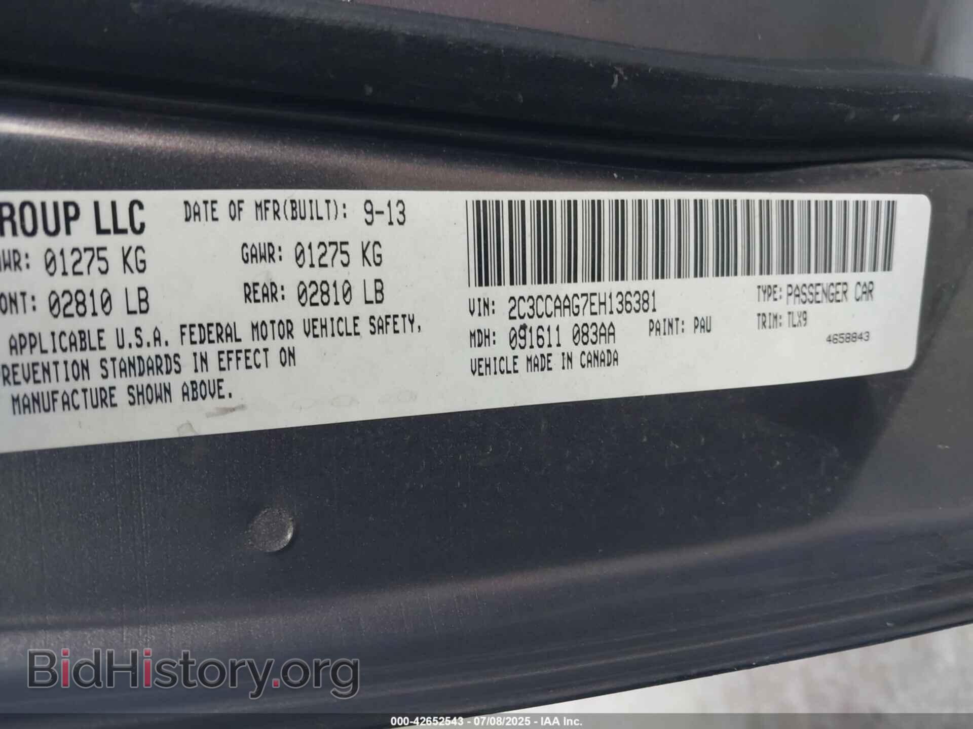2014 CHRYSLER 300 - VIN: 2C3CCAAG7EH136381 - Фото 9